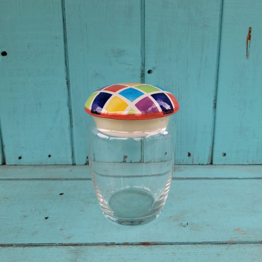 Collectable Whittard of Chelsea multicoloured mosaic glass storage jar