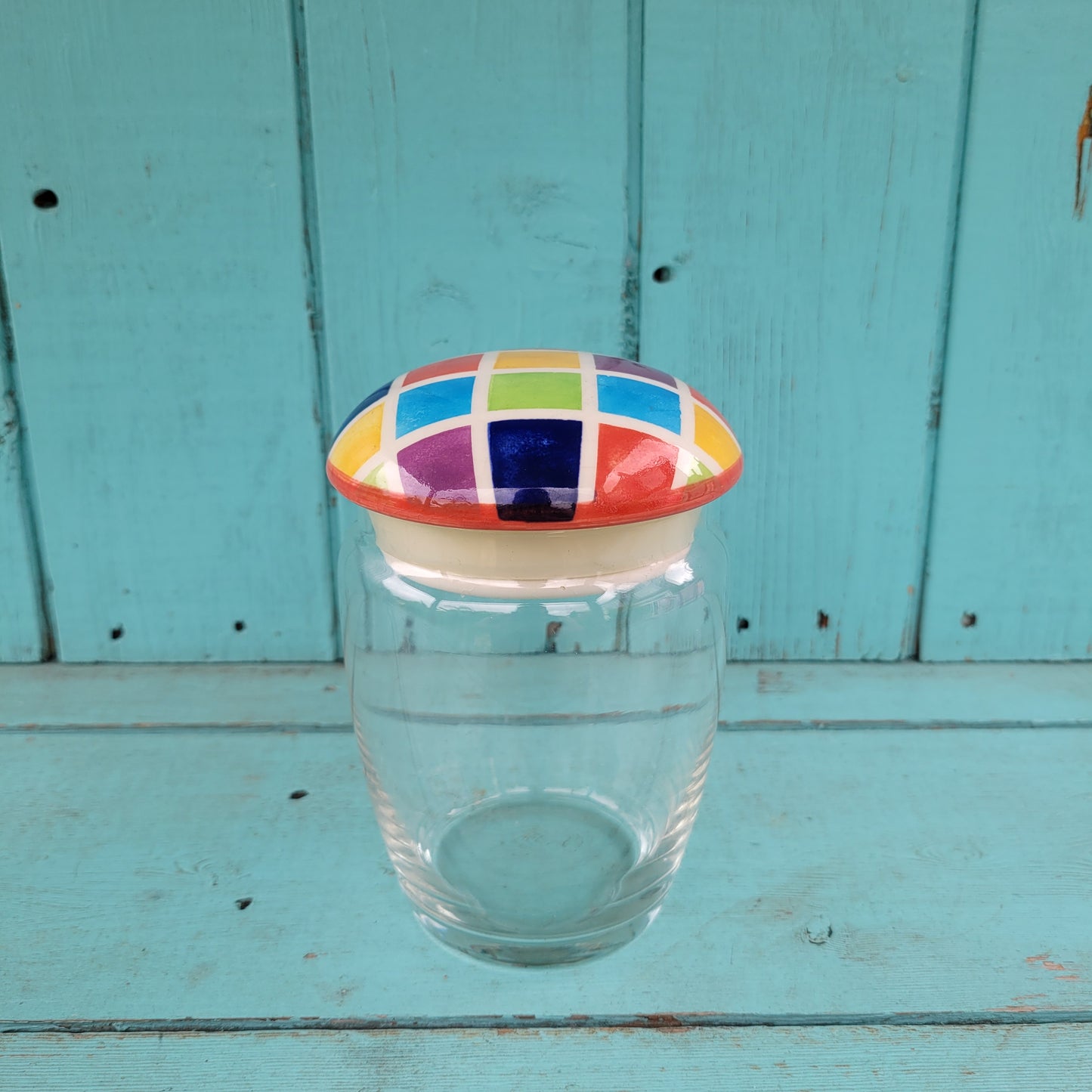 Collectable Whittard of Chelsea multicoloured mosaic glass storage jar