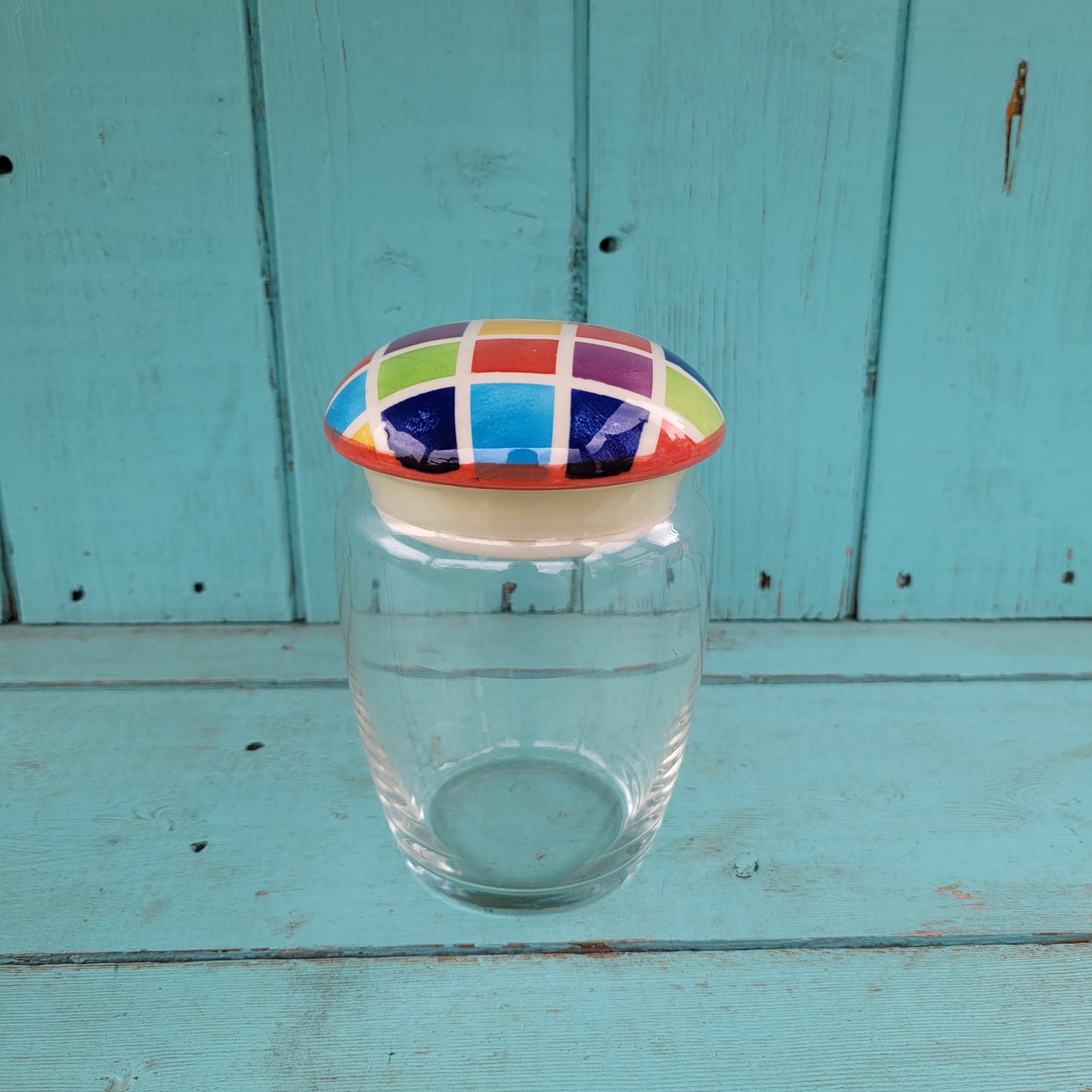 Collectable Whittard of Chelsea multicoloured mosaic glass storage jar