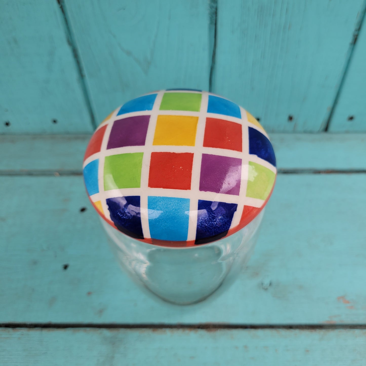 Collectable Whittard of Chelsea multicoloured mosaic glass storage jar