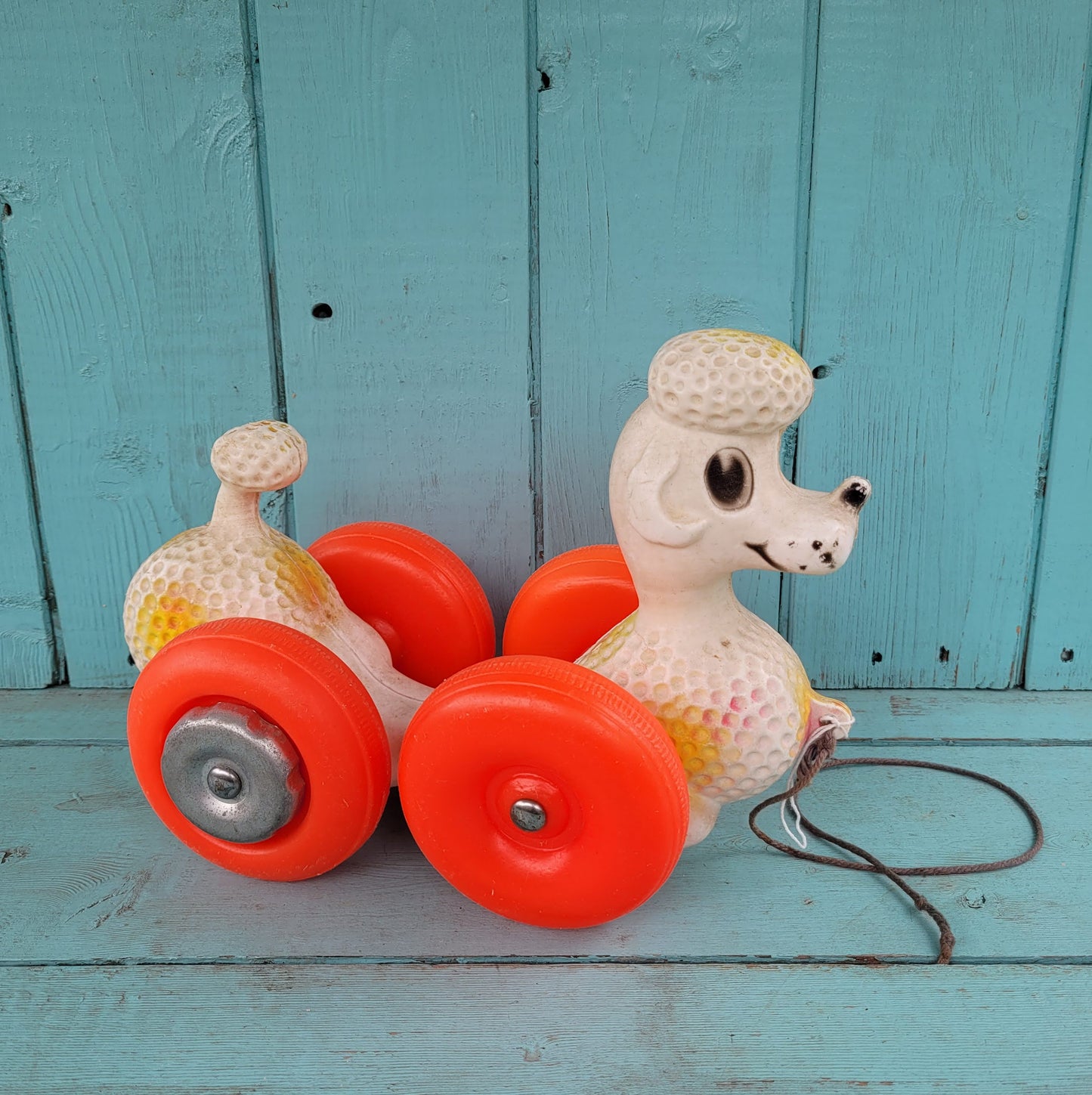 Vintage Mayco plastic pull-along poodle