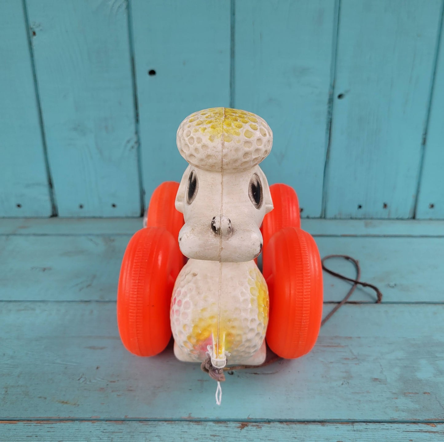 Vintage Mayco plastic pull-along poodle