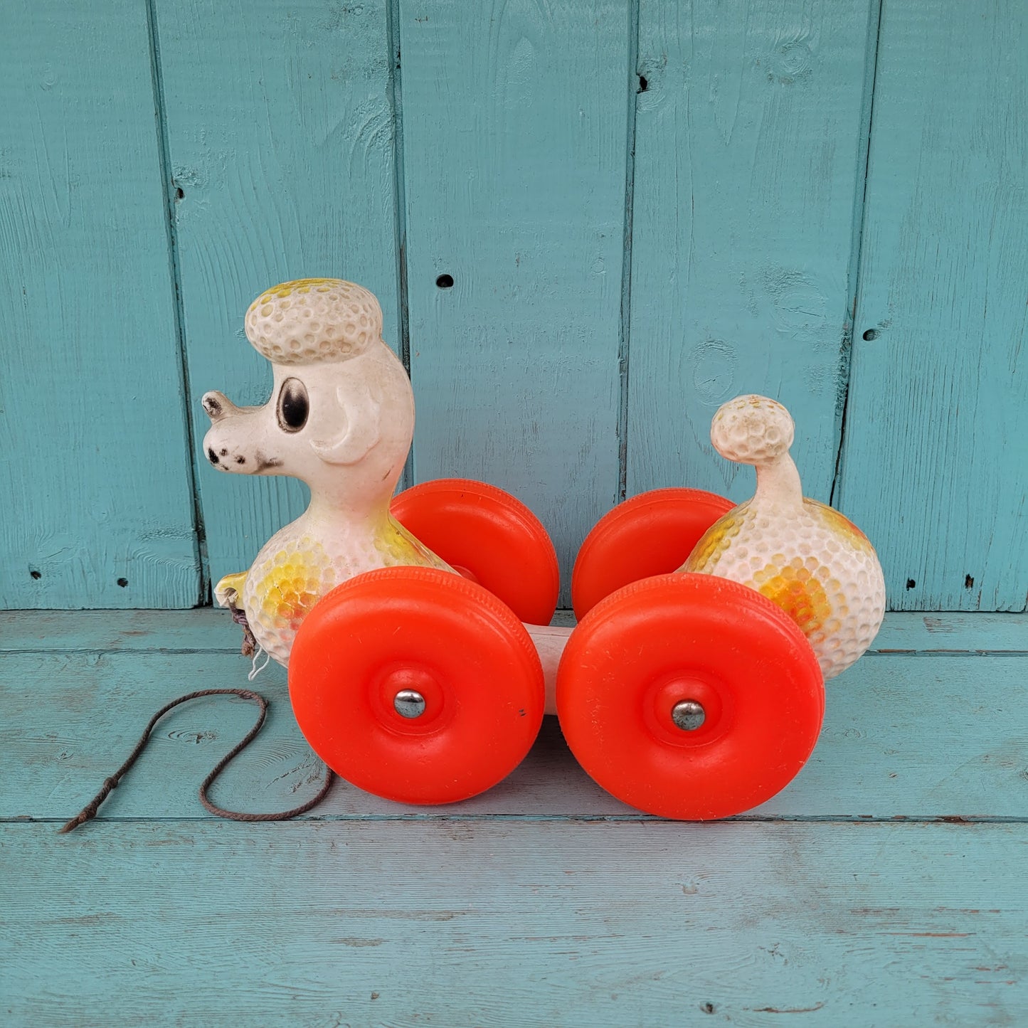 Vintage Mayco plastic pull-along poodle