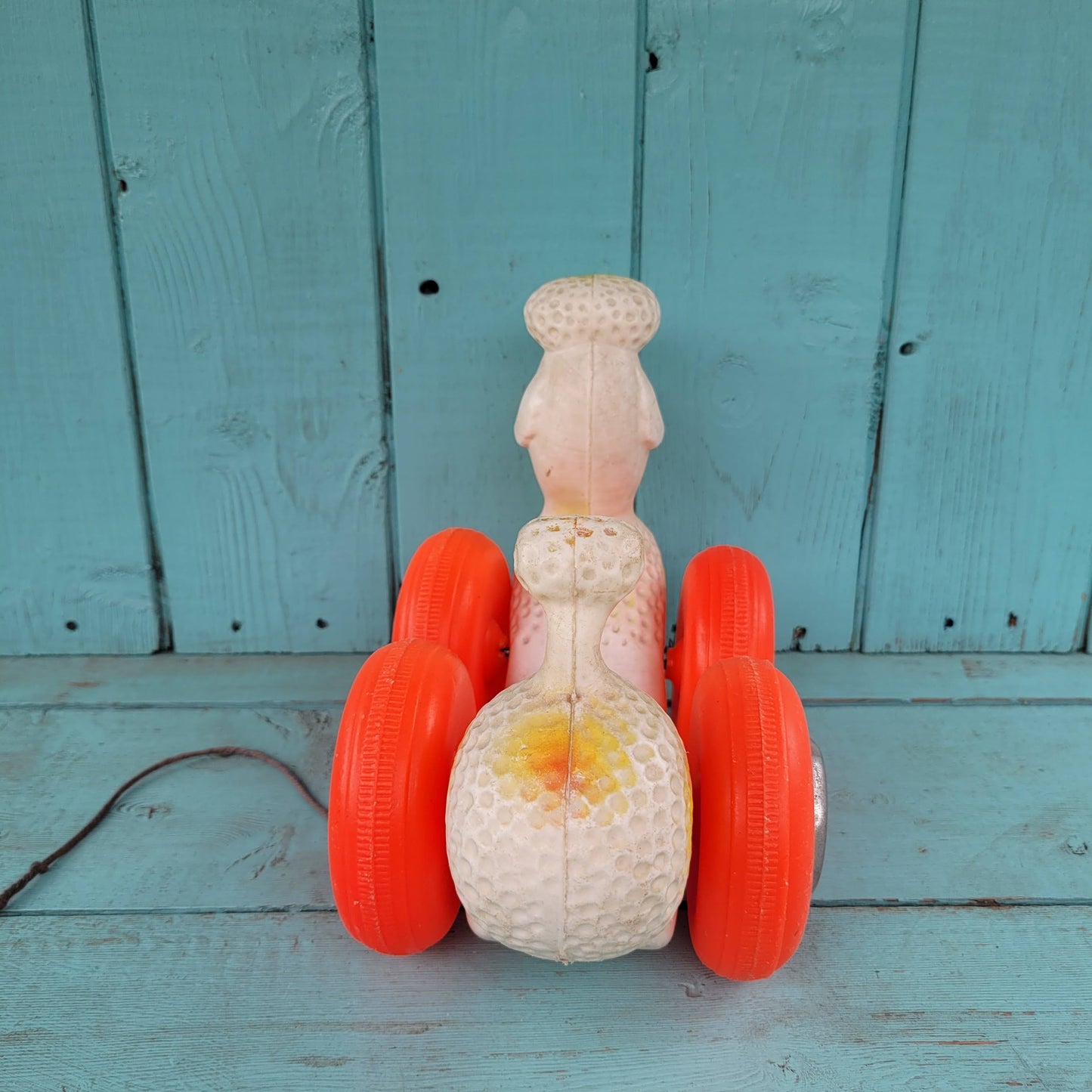 Vintage Mayco plastic pull-along poodle