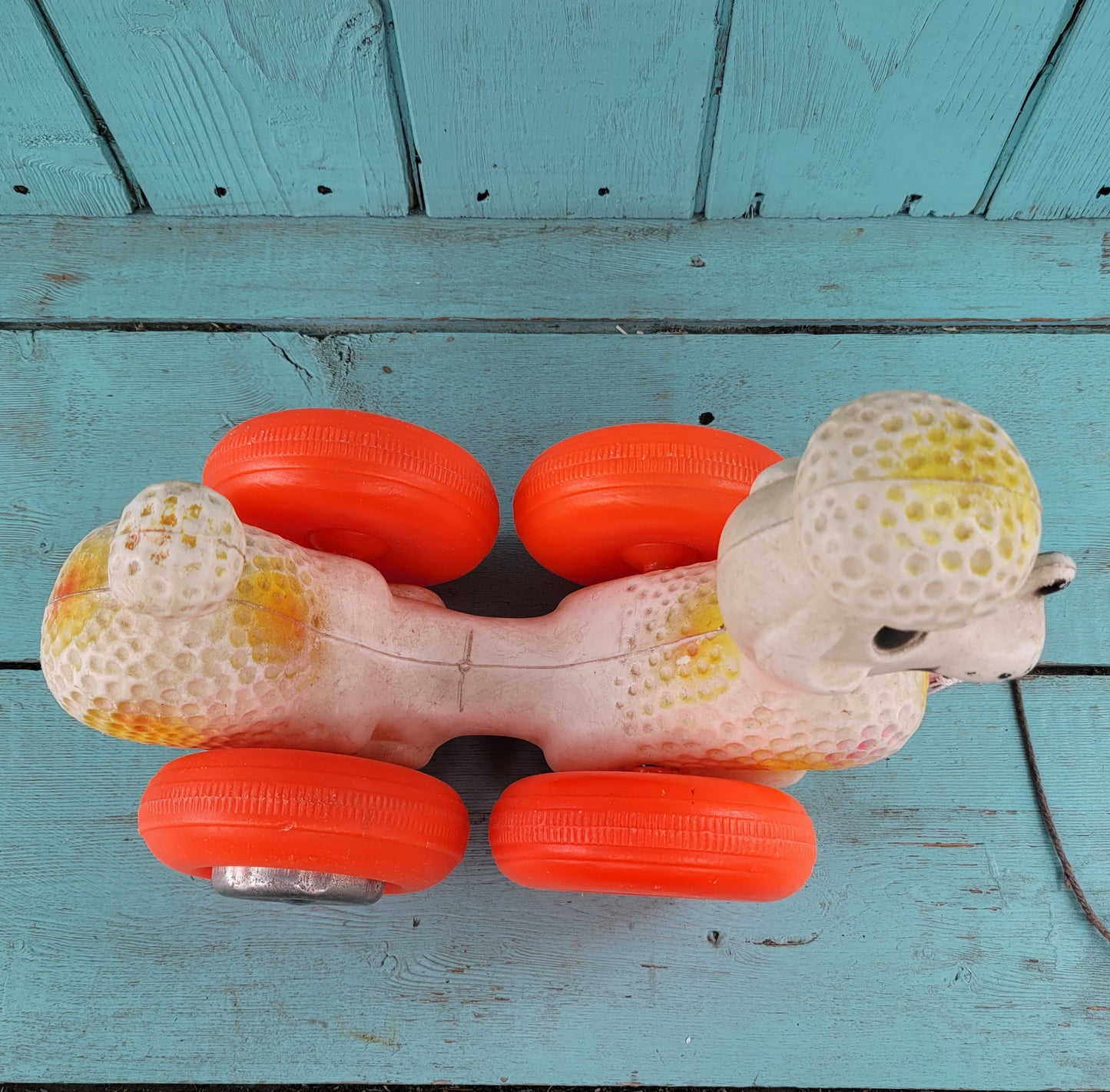 Vintage Mayco plastic pull-along poodle