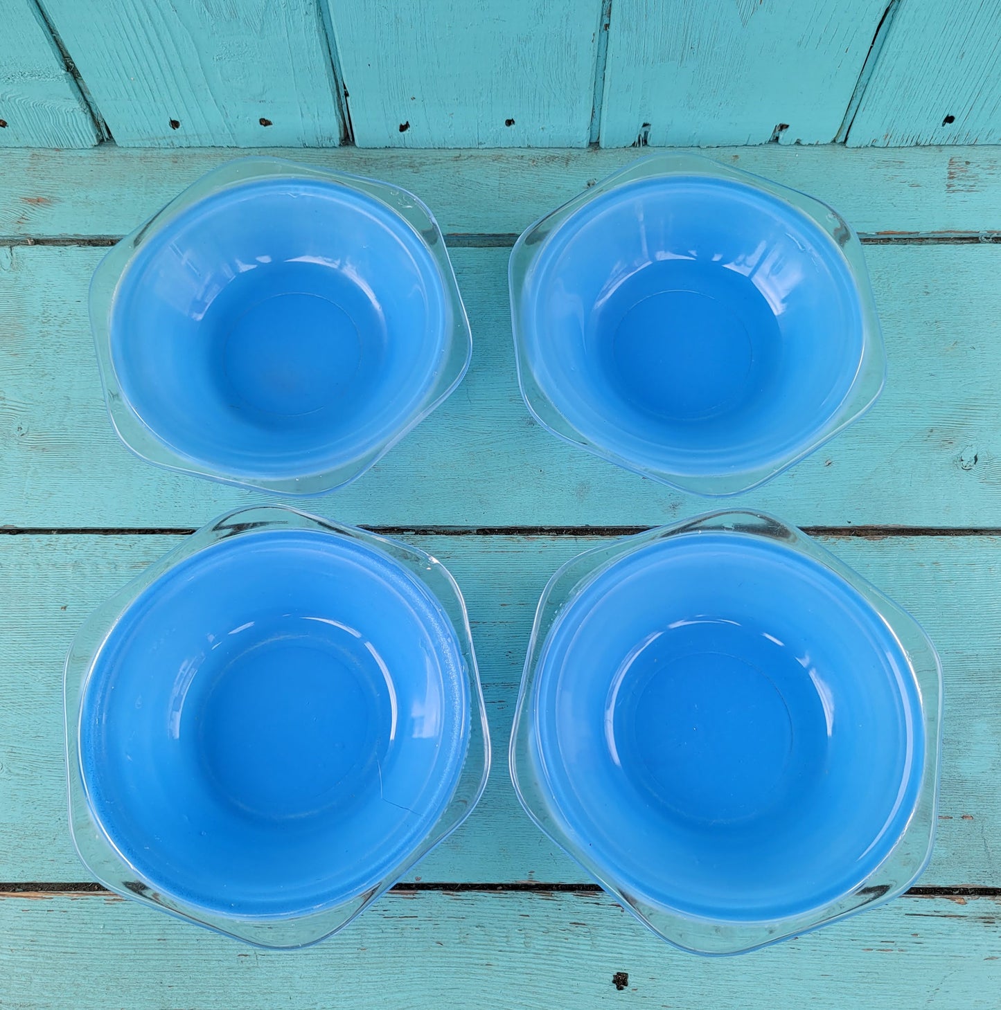 1960s Phoenix 6-piece blue glass glass fruit/dessert bowl set