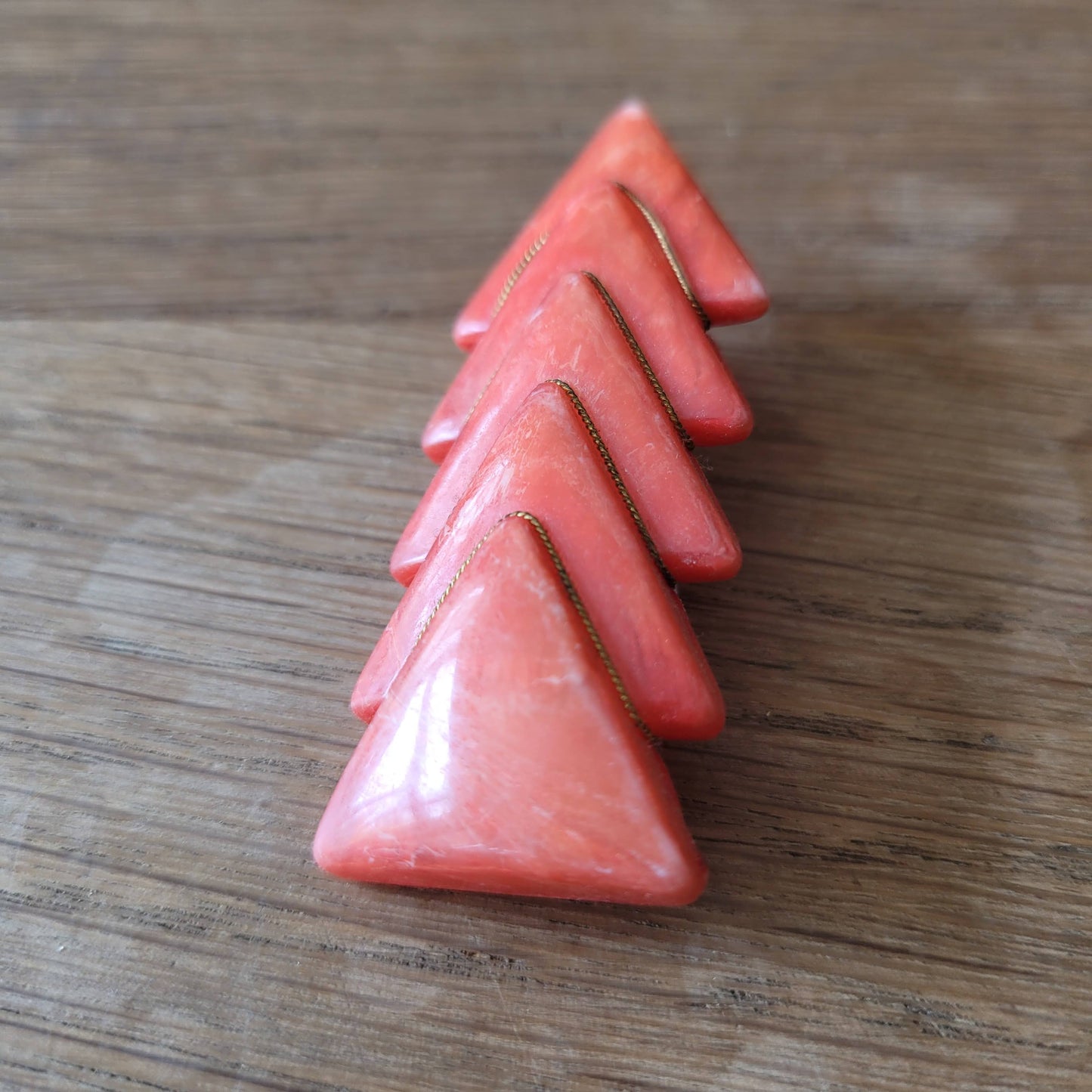 1960s coral-pink geometric acrylic brooch