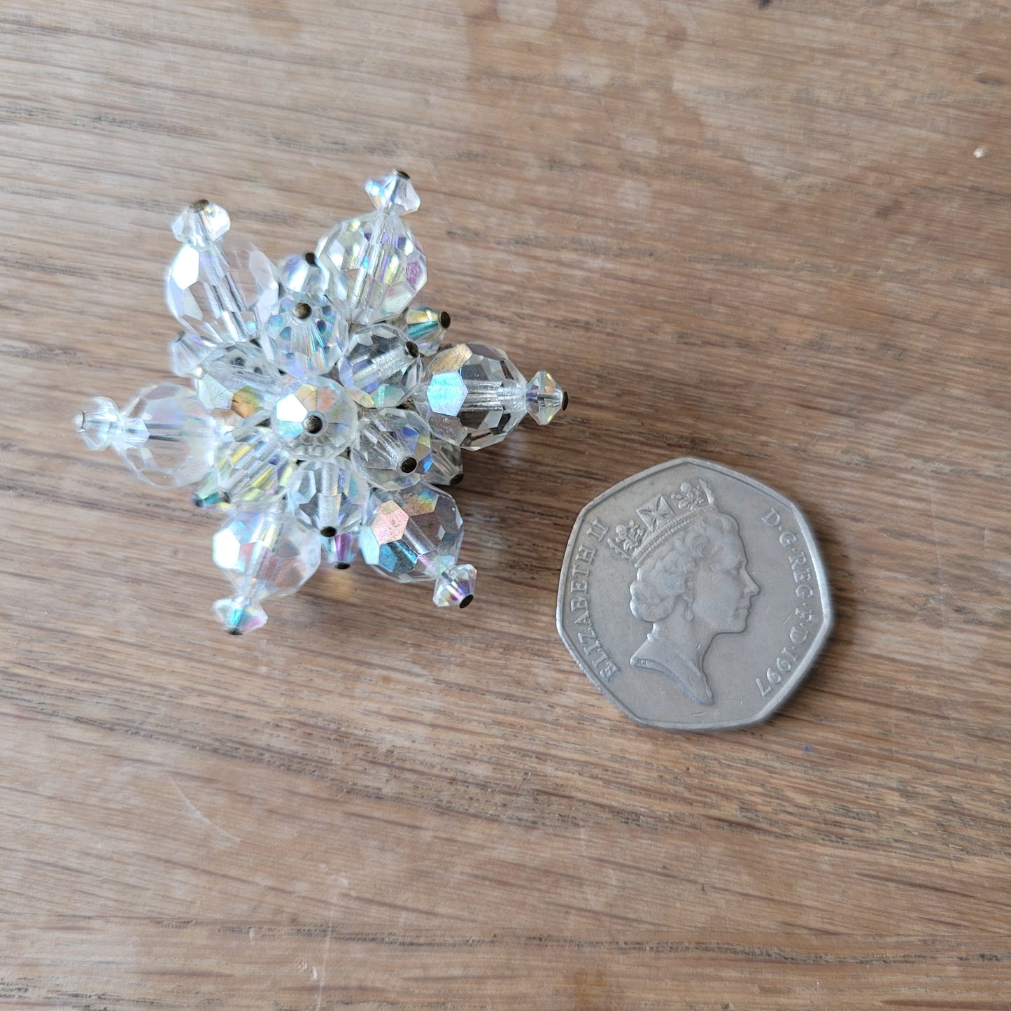 1950s Aurora Borealis crystal brooch and clip-on earrings set