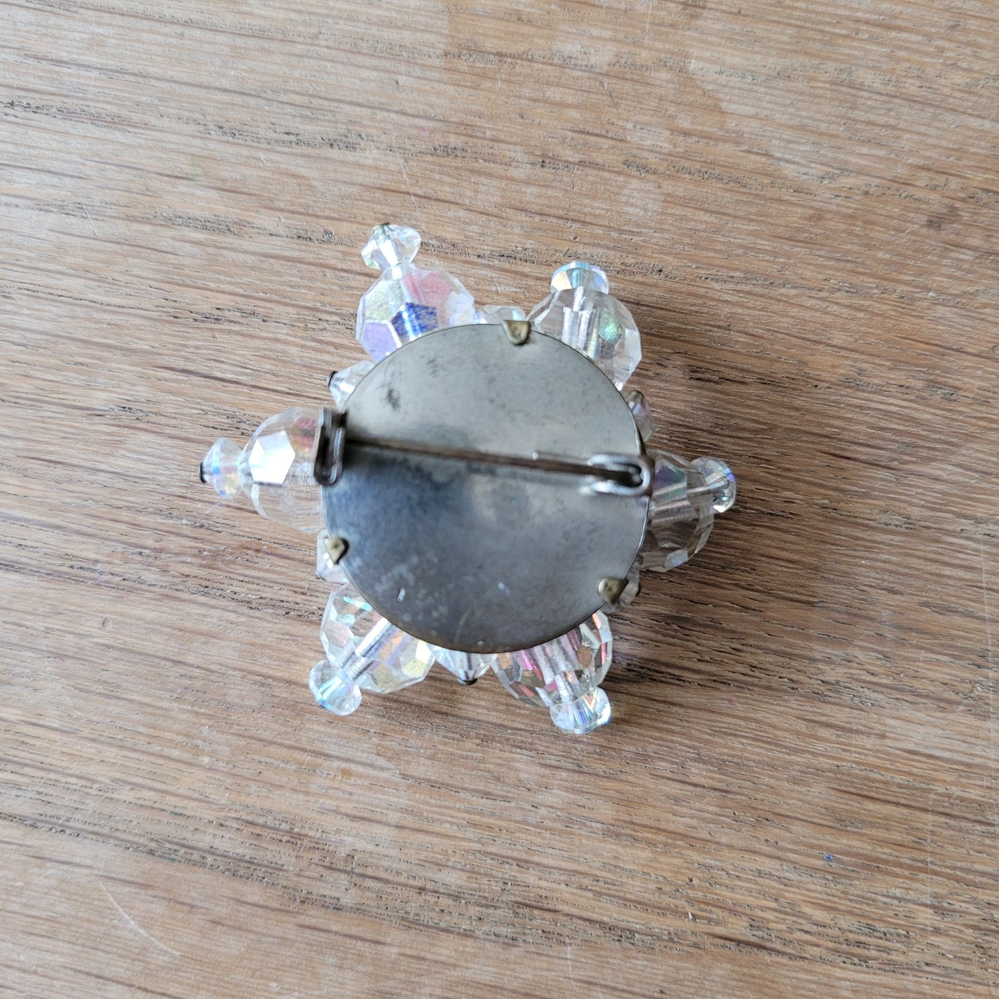 1950s Aurora Borealis crystal brooch and clip-on earrings set
