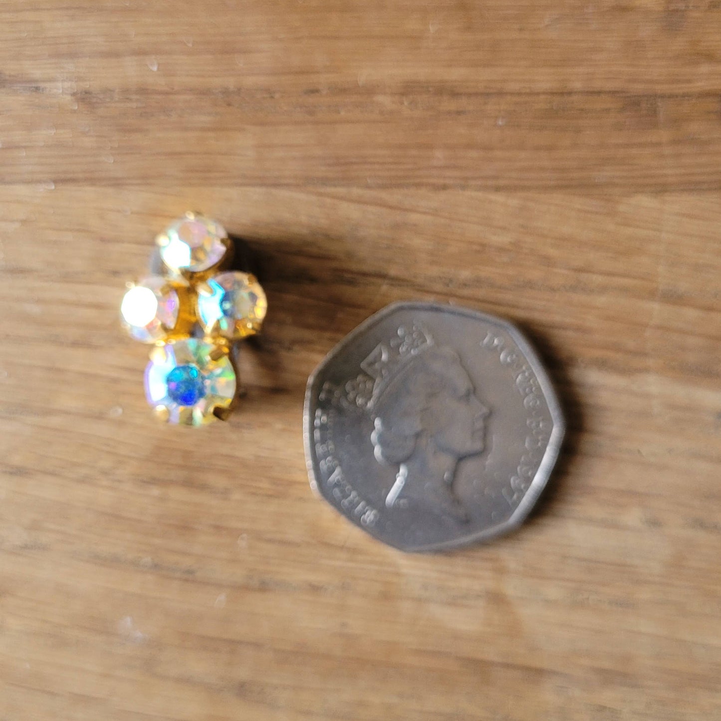 1950s Aurora Borealis crystal & gold-tone cluster clip-on earrings