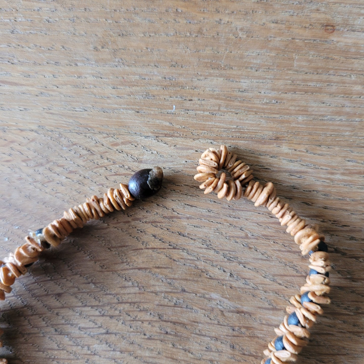1970s natural seed bead tribal ethnic collar necklace