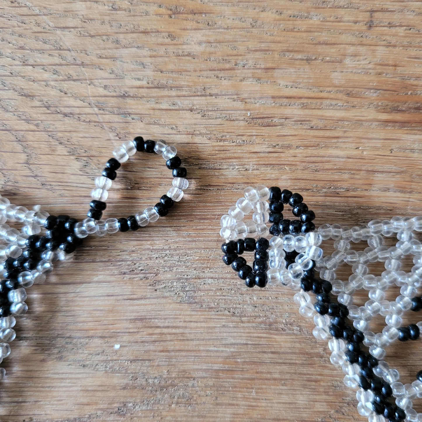 Vintage black & clear glass seed bead lace collar necklace