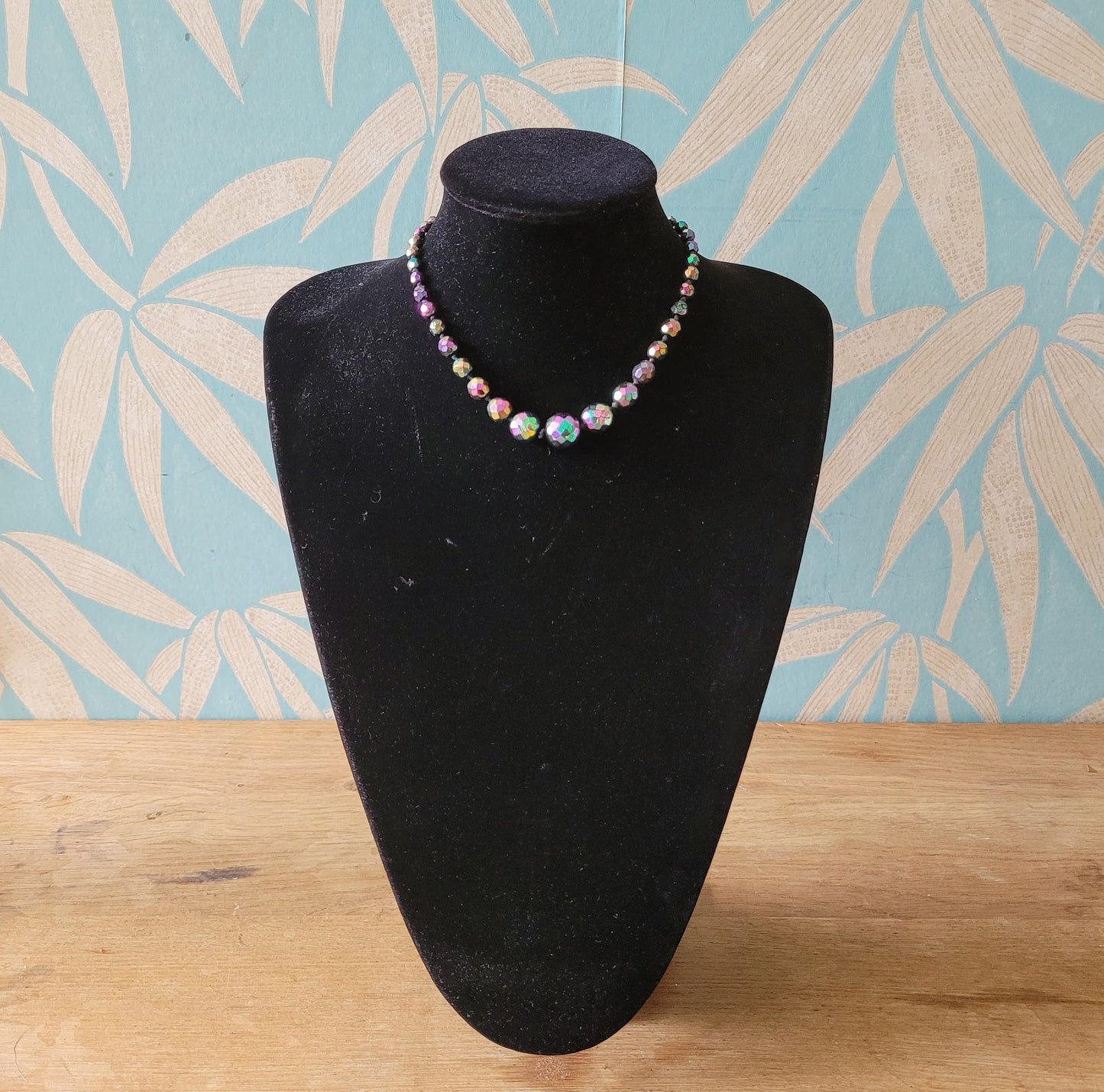 1960s Aurora Borealis Austrian crystal bead necklace