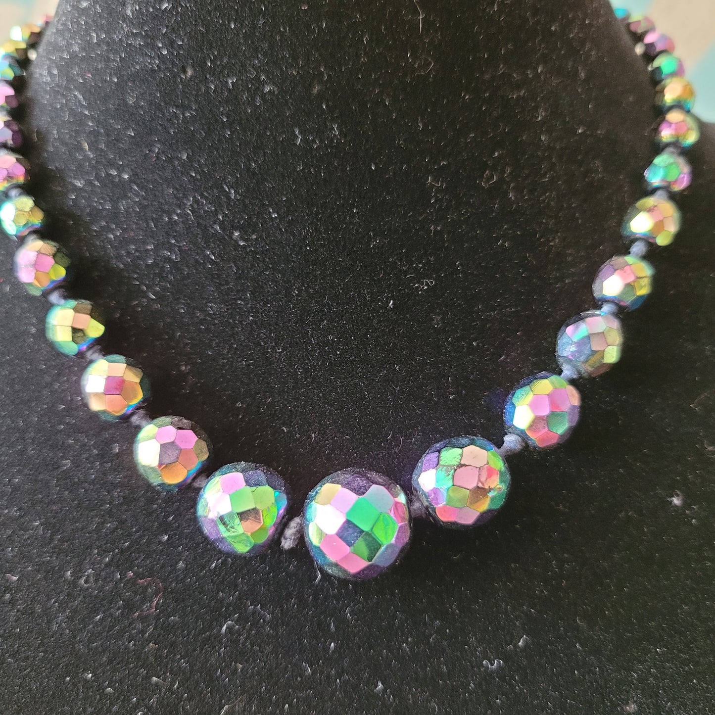 1960s Aurora Borealis Austrian crystal bead necklace