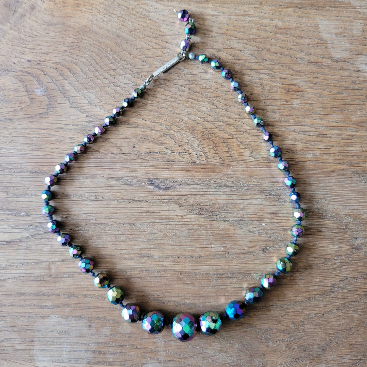 1960s Aurora Borealis Austrian crystal bead necklace