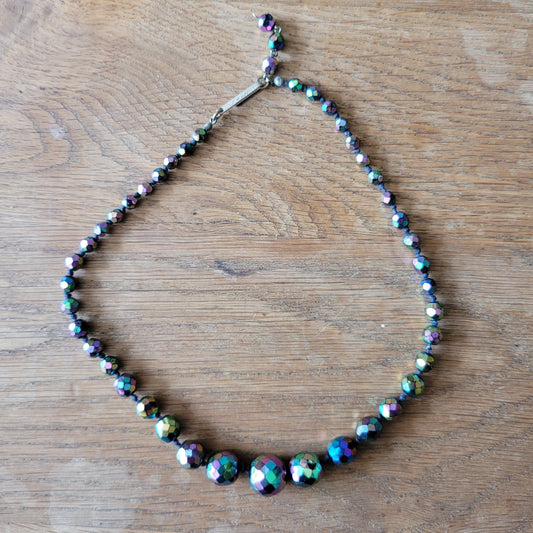 1960s Aurora Borealis Austrian crystal bead necklace