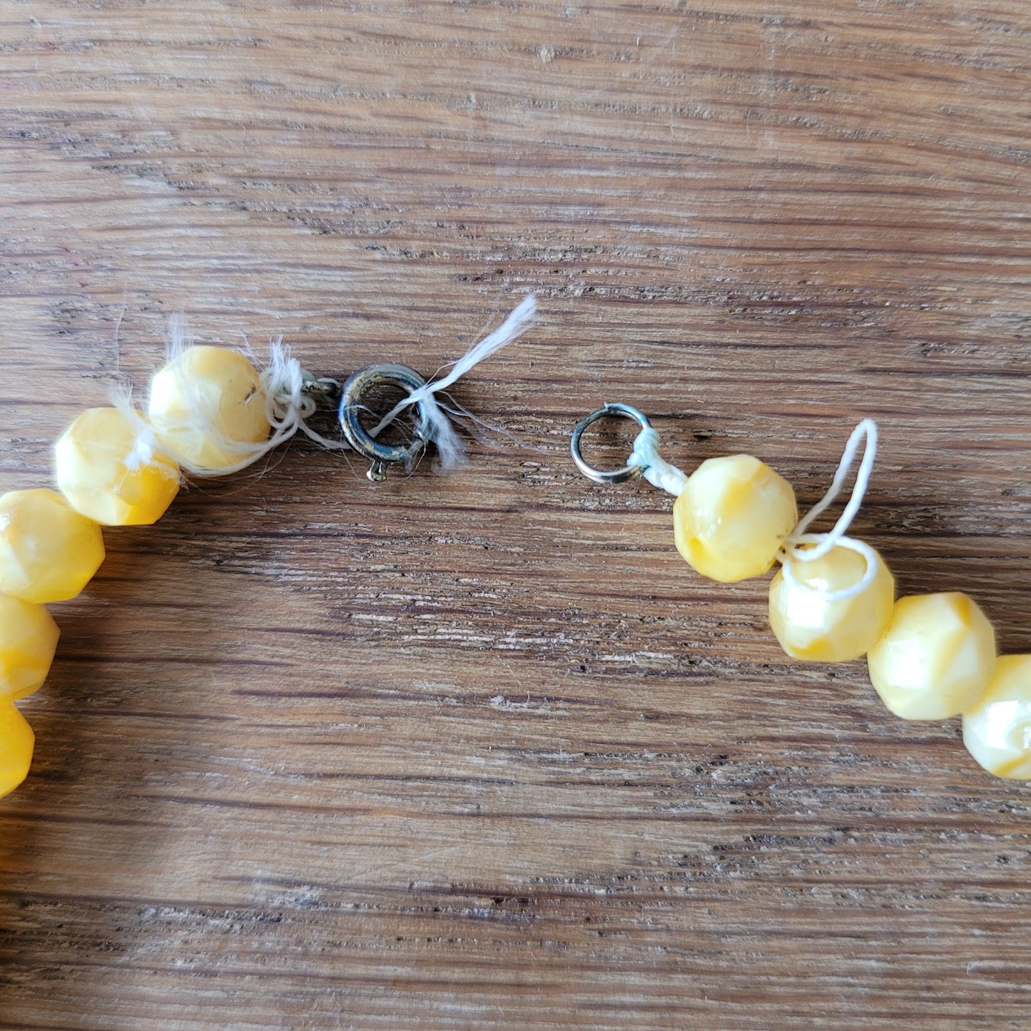 circa. 1930s Czech yellow uranium glass bead necklace