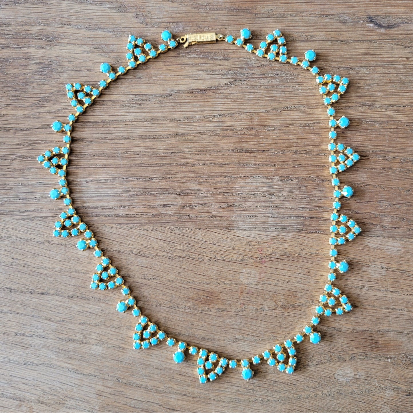 1950s/60s turquoise glass & gold-tone necklace