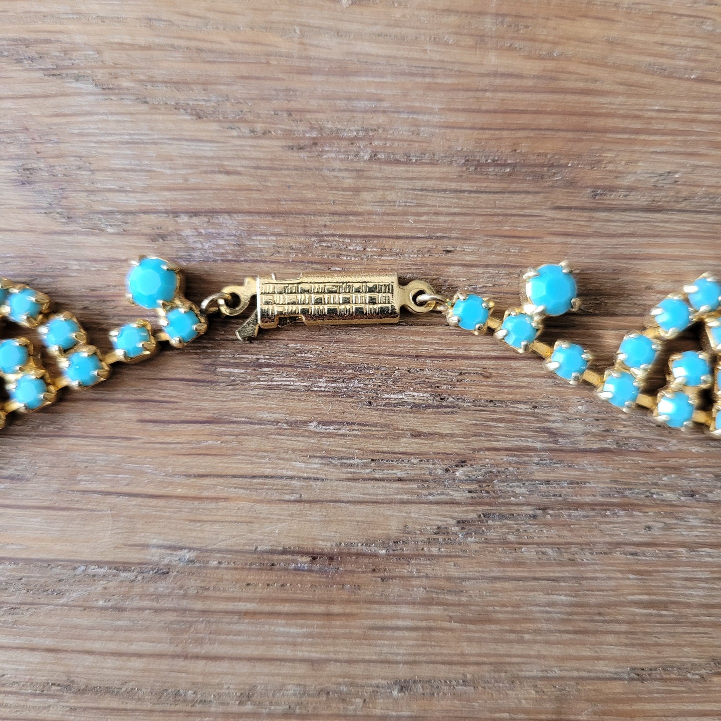 1950s/60s turquoise glass & gold-tone necklace