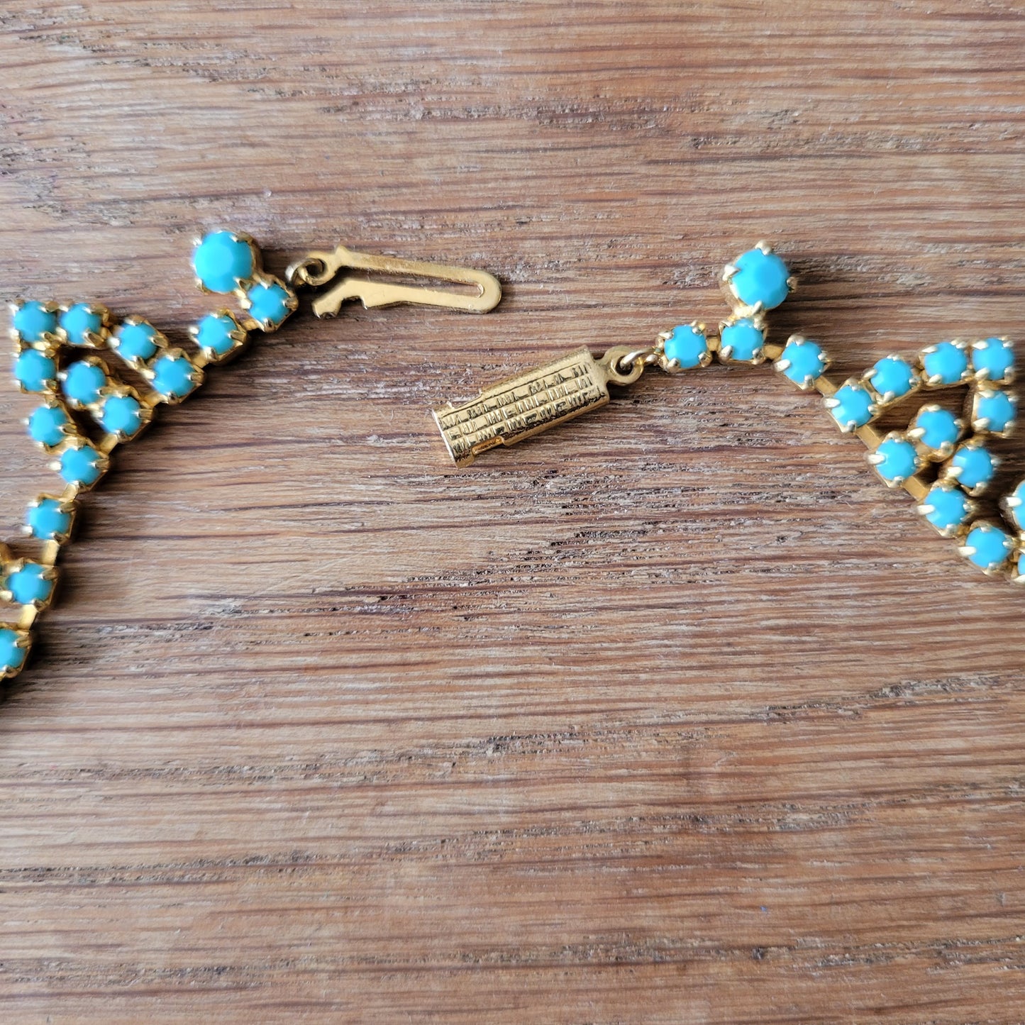 1950s/60s turquoise glass & gold-tone necklace