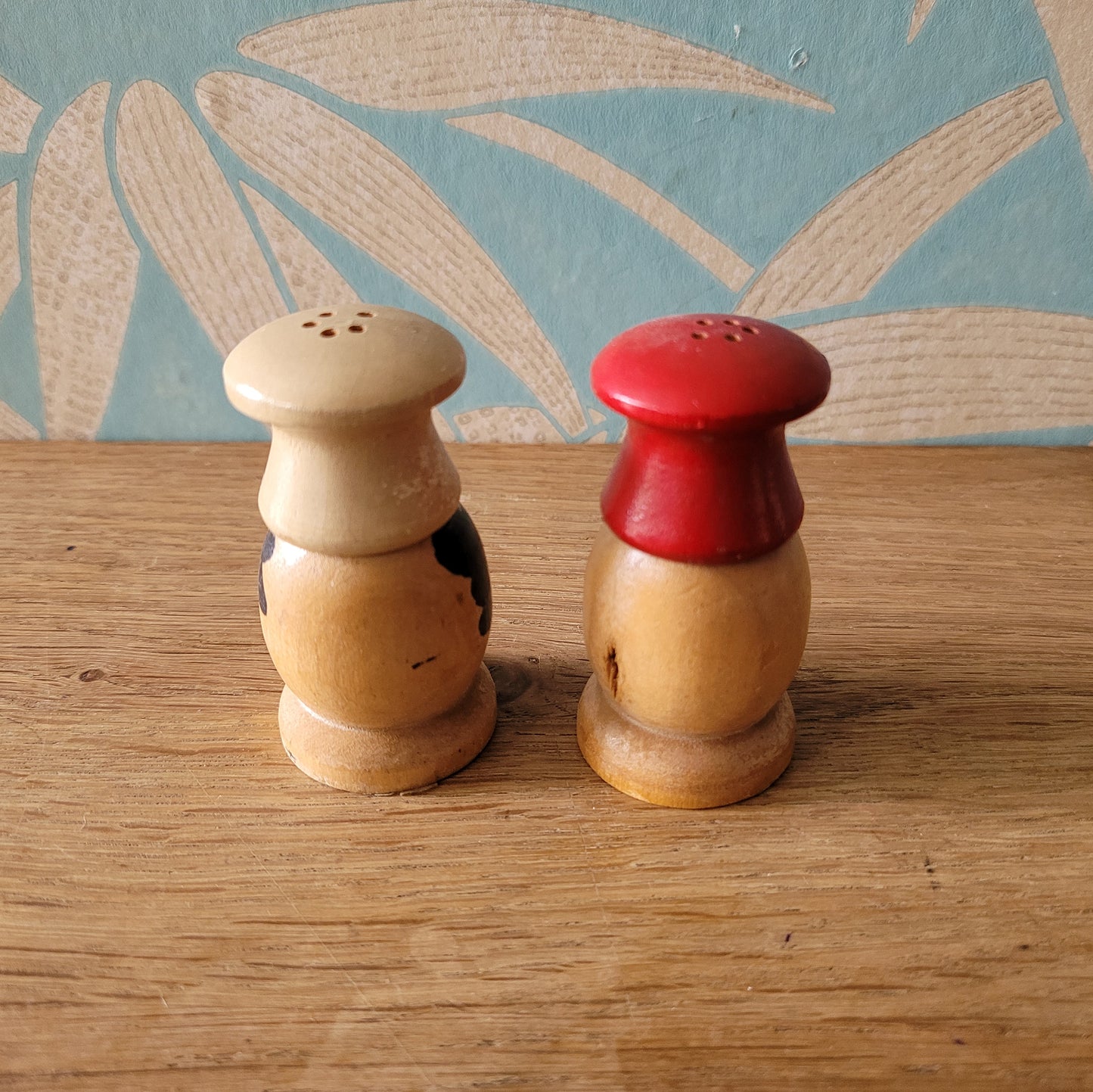 1950s hand-painted wooden Chef salt & pepper shaker set, made in Japan