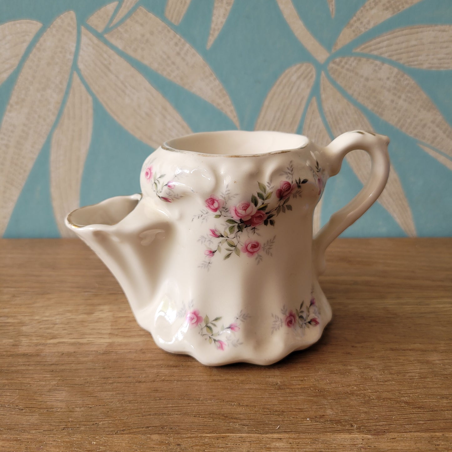 Vintage ceramic barber's shaving mug/scuttle with pretty floral transfer design