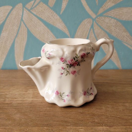 Vintage ceramic barber's shaving mug/scuttle with pretty floral transfer design