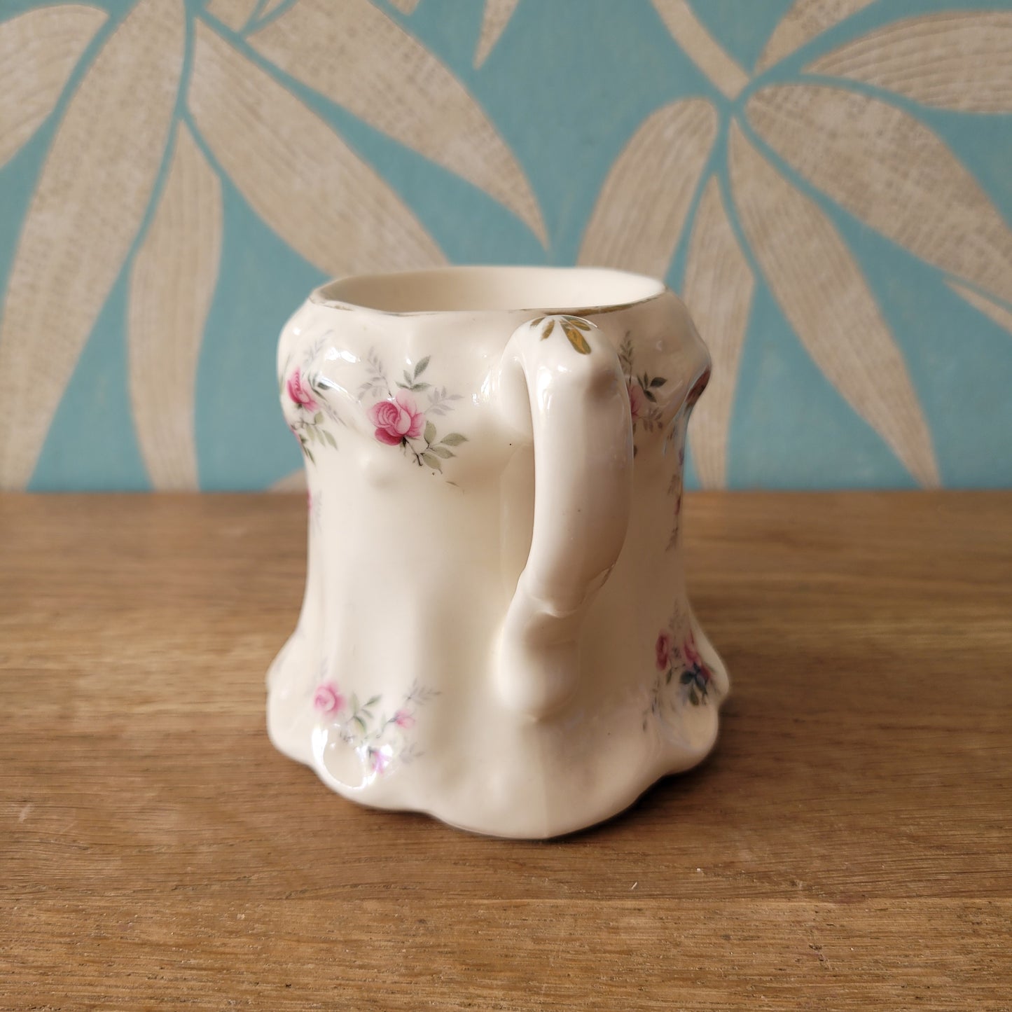 Vintage ceramic barber's shaving mug/scuttle with pretty floral transfer design