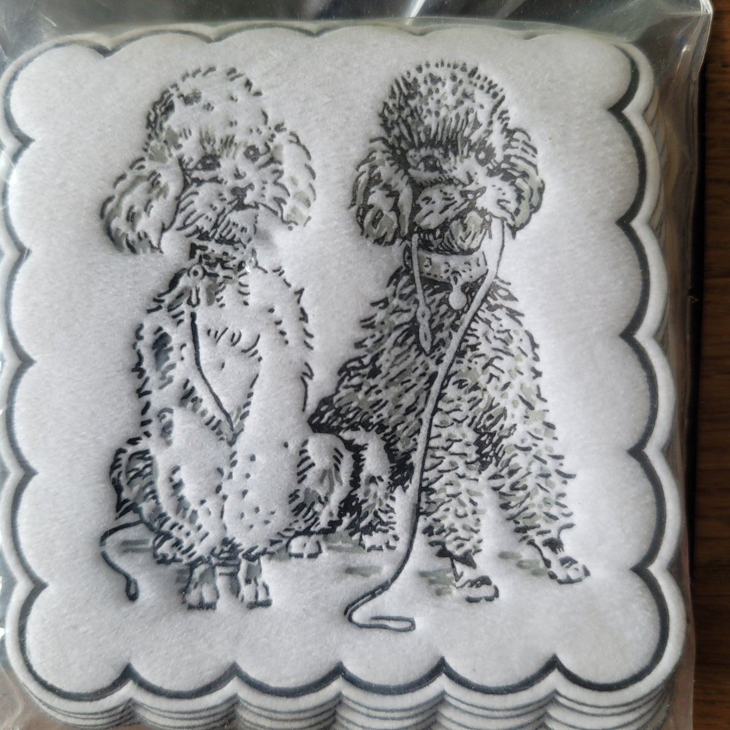 1950s John Dickinson Hostess poodle print absorbent coasters