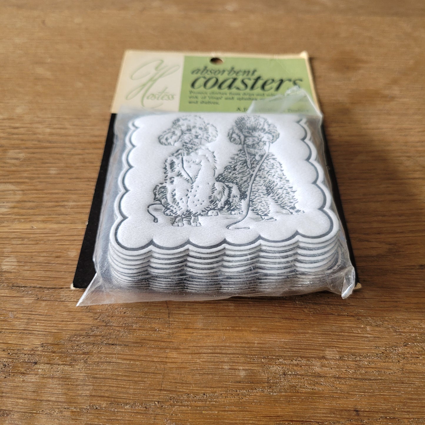 1950s John Dickinson Hostess poodle print absorbent coasters