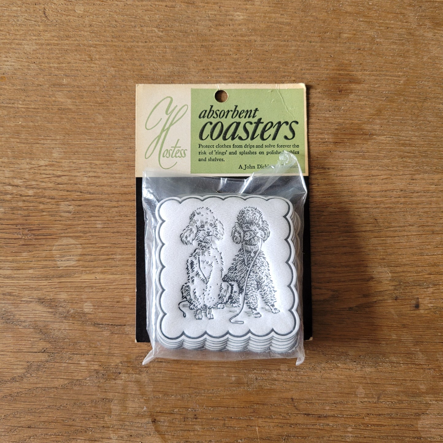 1950s John Dickinson Hostess poodle print absorbent coasters