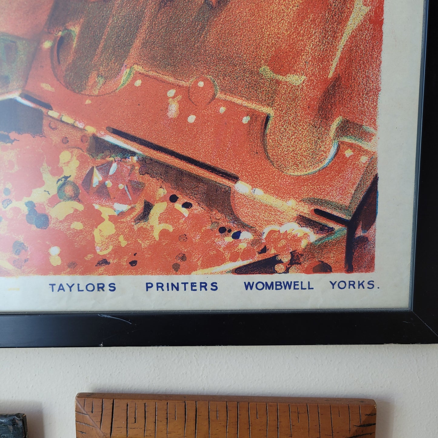 Framed 1930s Aladdin theatrical poster by Taylors Printers of Wombwell, Yorkshire