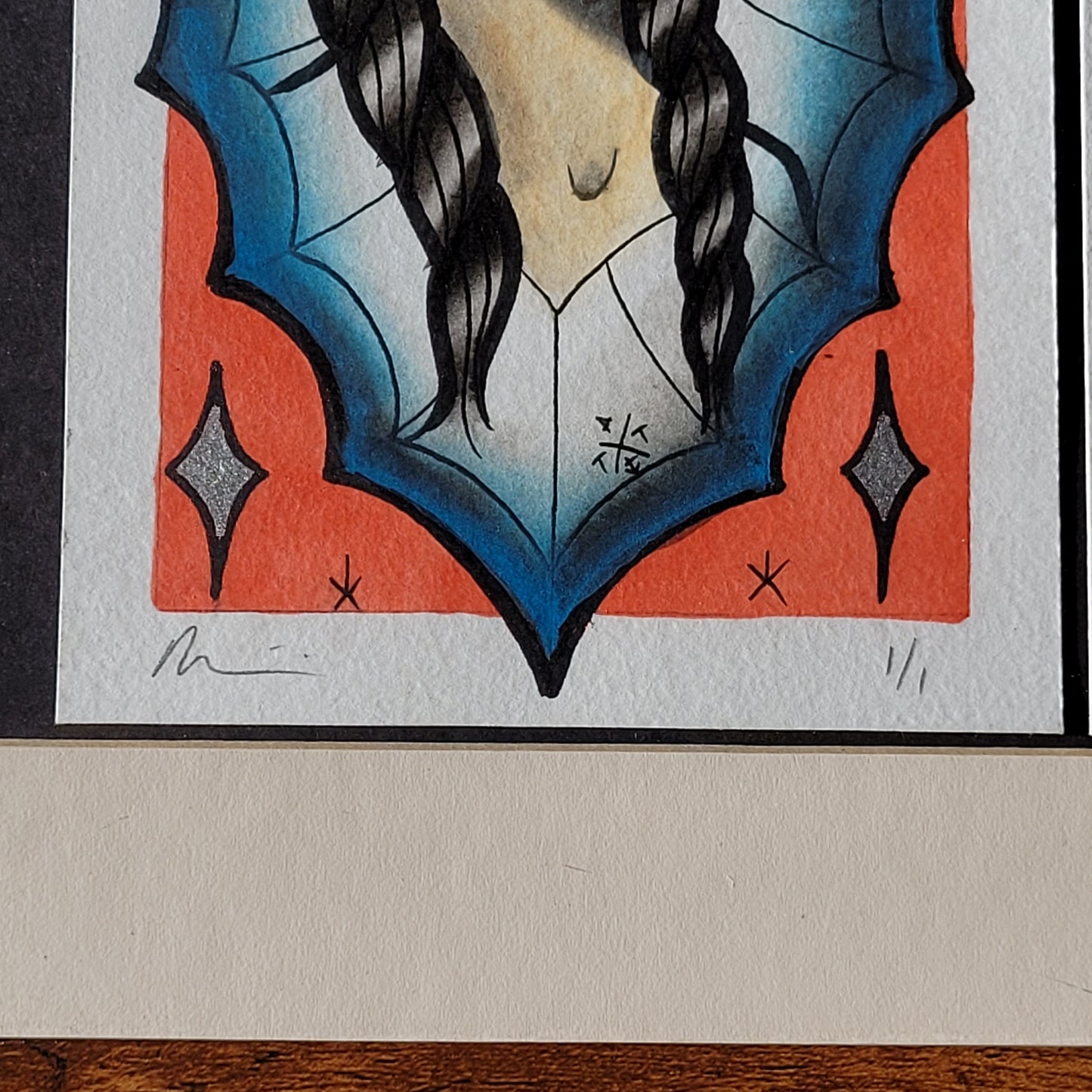 Original Tattoo Flash Diptych – Rodeo & Portrait – 1/1 Hand-Painted by Paul Tipping (Framed)