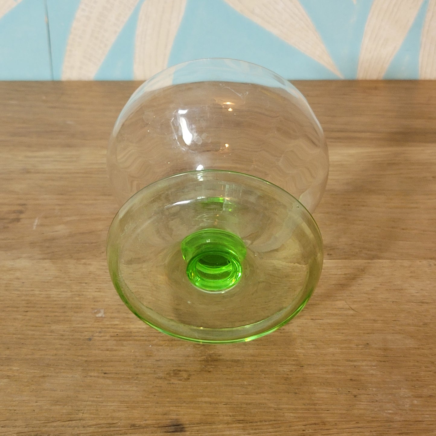 Set of four 1970s Portuguese coloured stem dessert / cocktail glasses