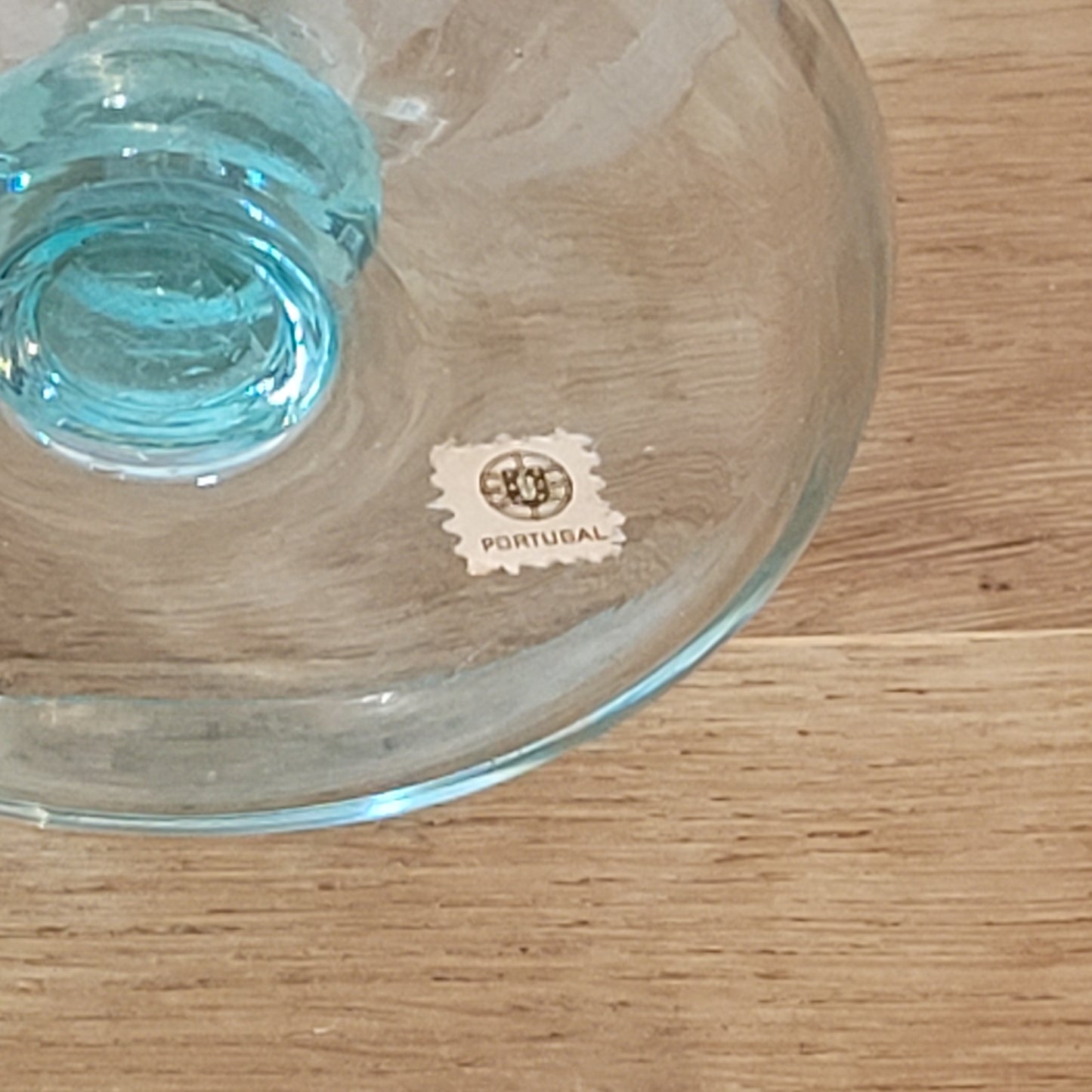 Set of four 1970s Portuguese coloured stem dessert / cocktail glasses