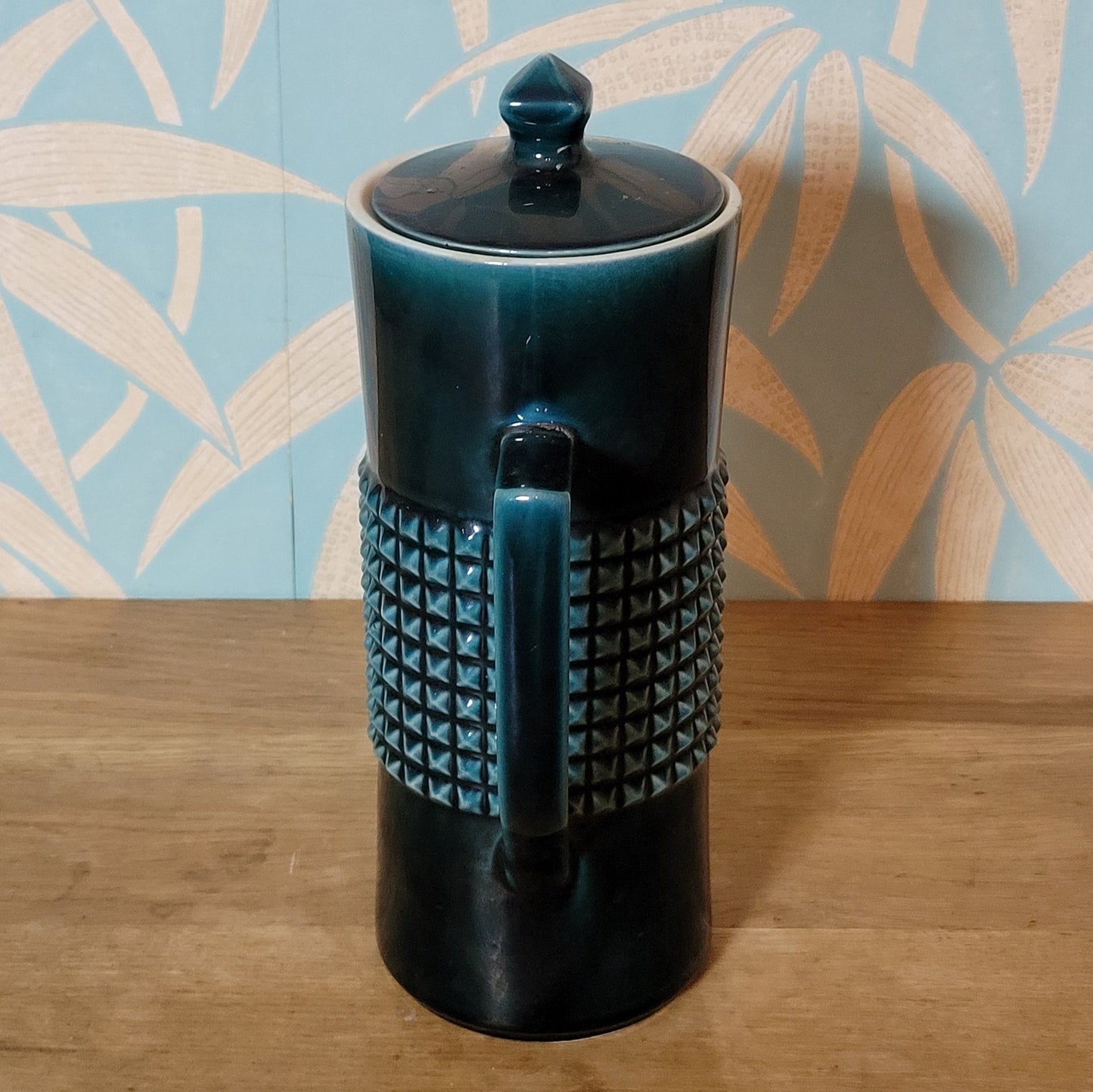 1970s Secla Portugal dark teal textured coffee pot & matching milk jug