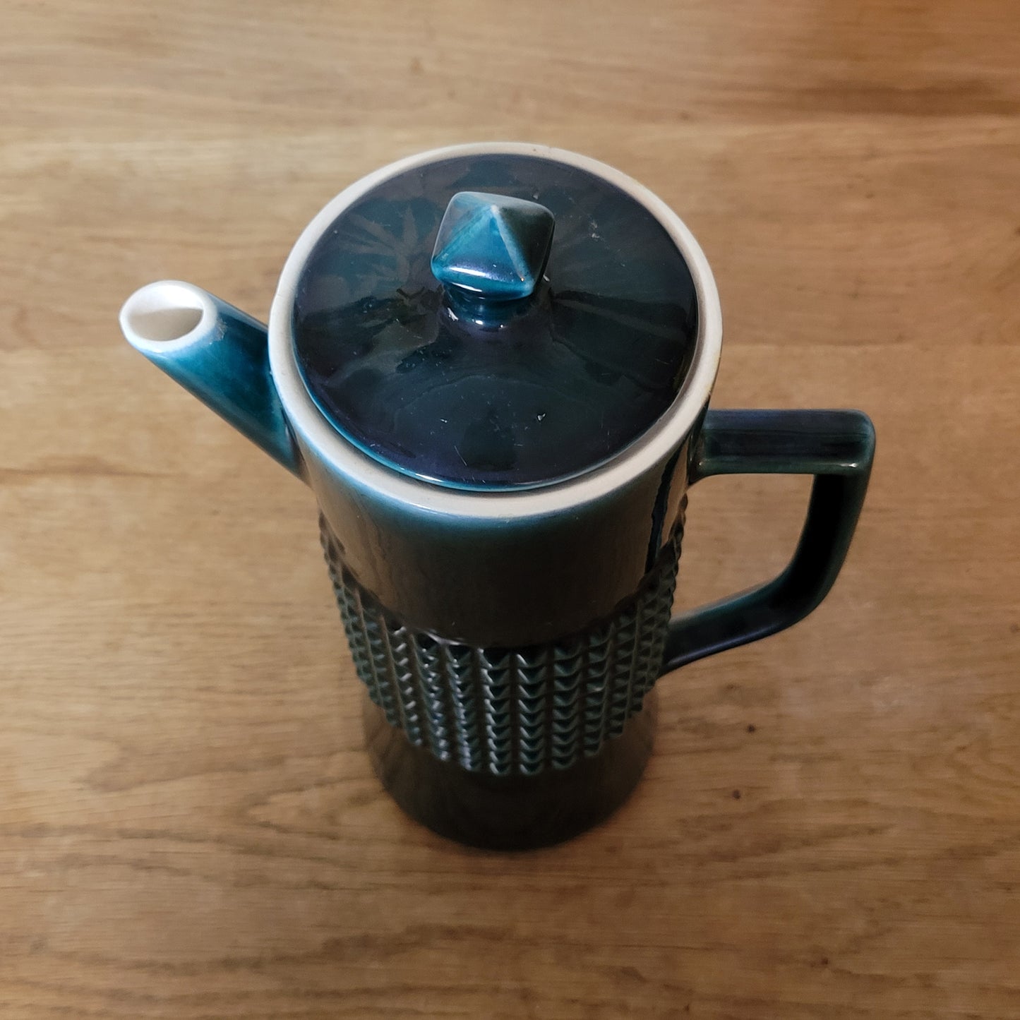1970s Secla Portugal dark teal textured coffee pot & matching milk jug