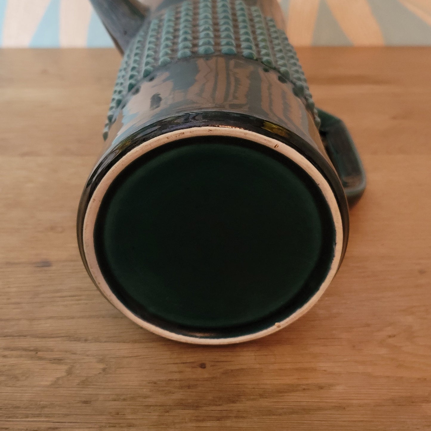 1970s Secla Portugal dark teal textured coffee pot & matching milk jug