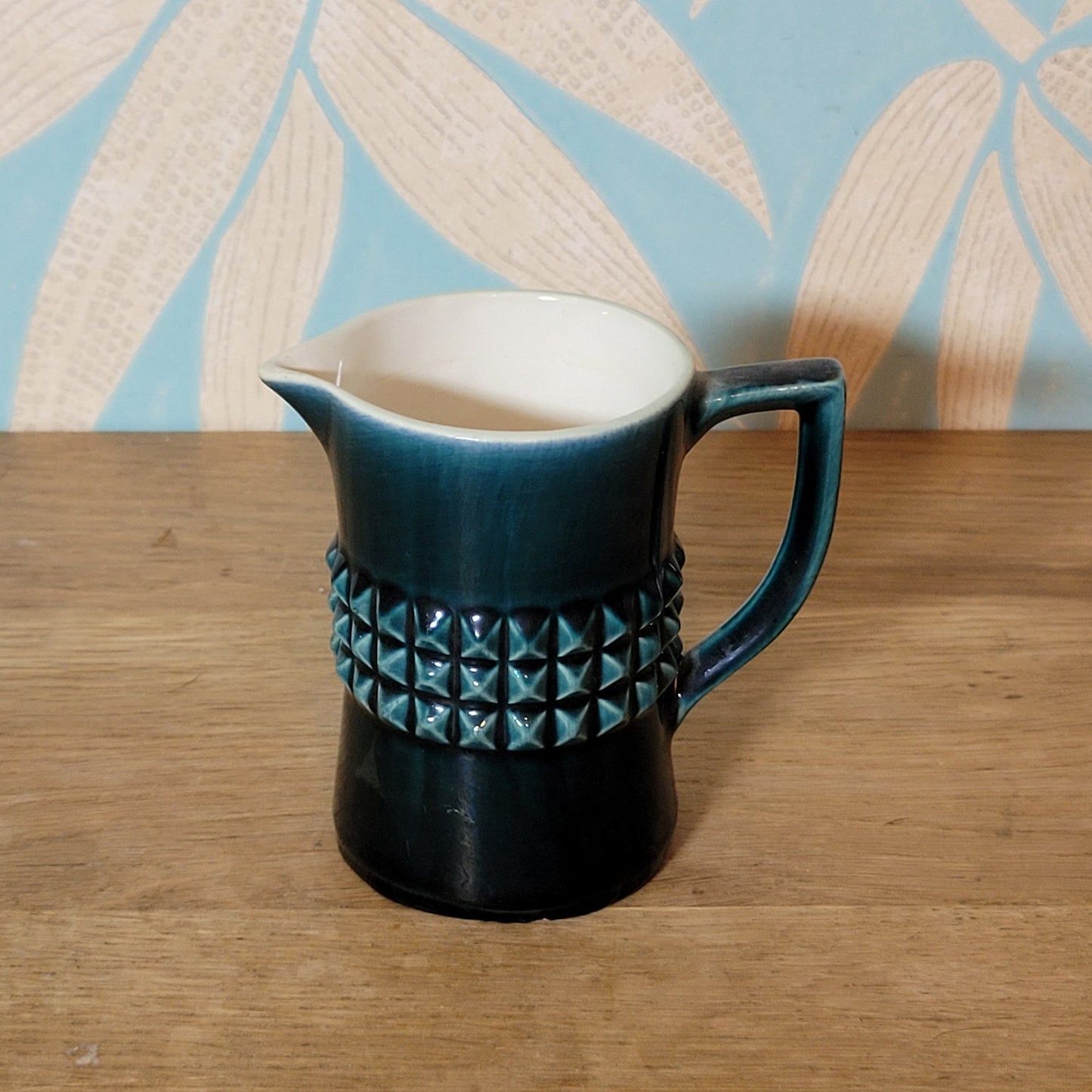 1970s Secla Portugal dark teal textured coffee pot & matching milk jug