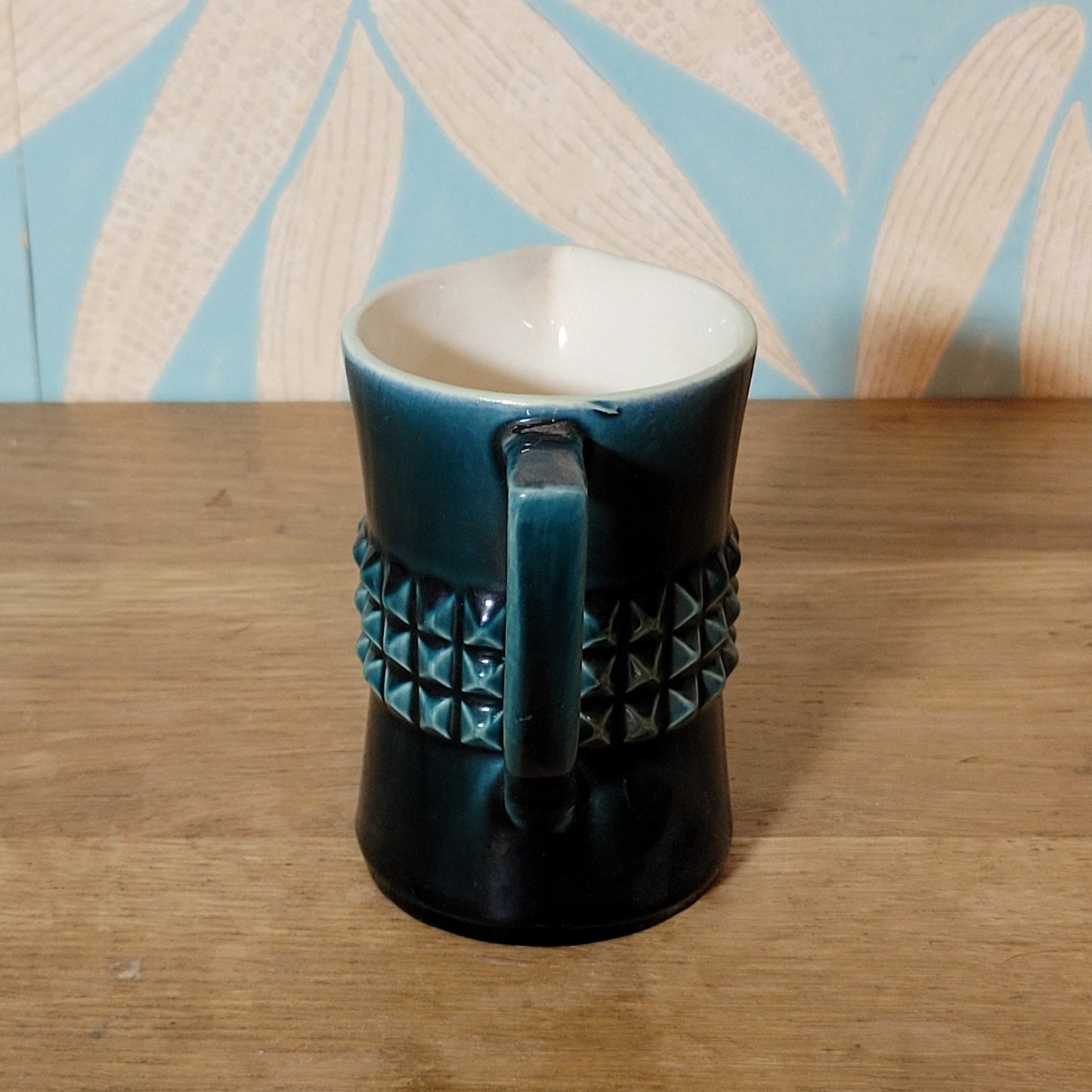 1970s Secla Portugal dark teal textured coffee pot & matching milk jug