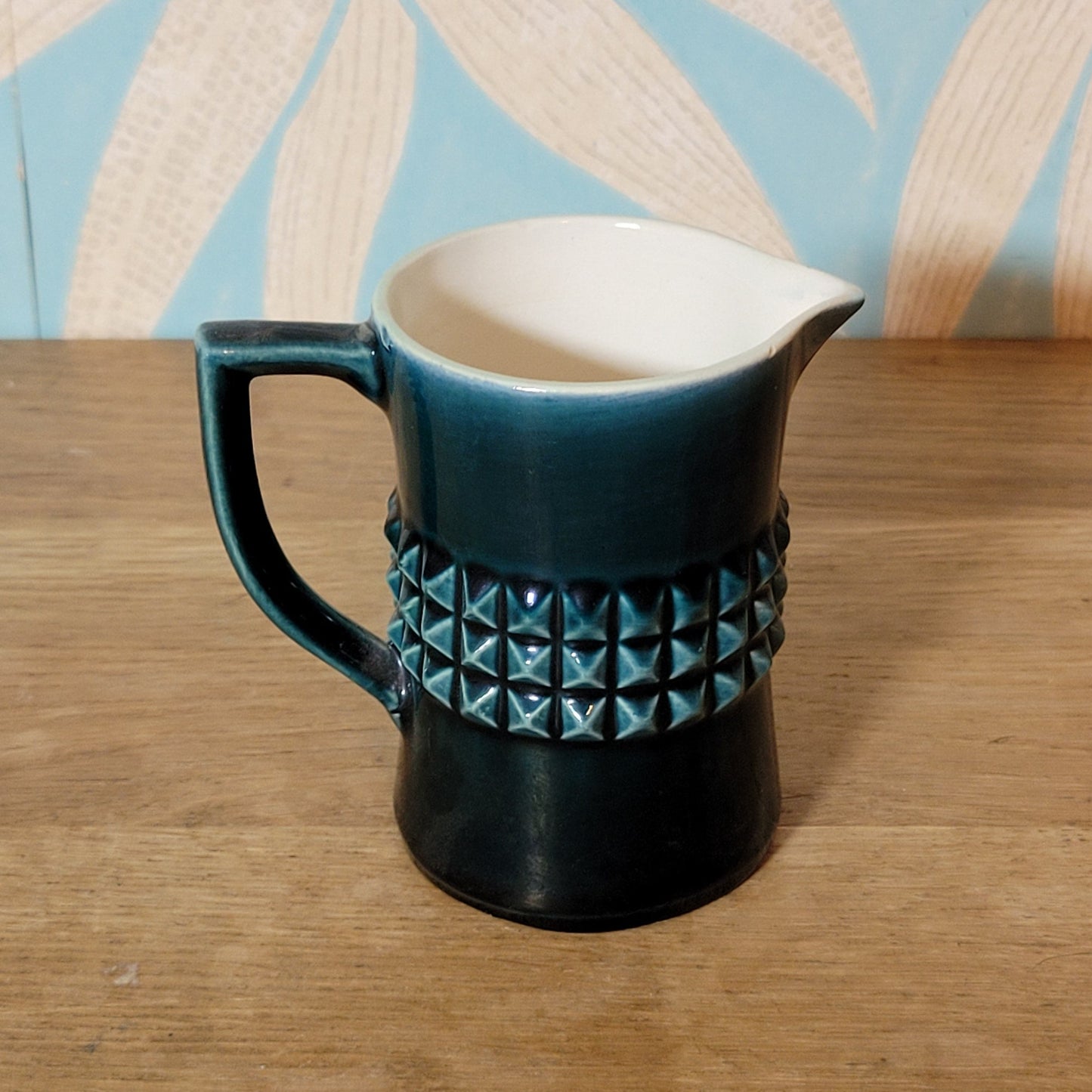 1970s Secla Portugal dark teal textured coffee pot & matching milk jug