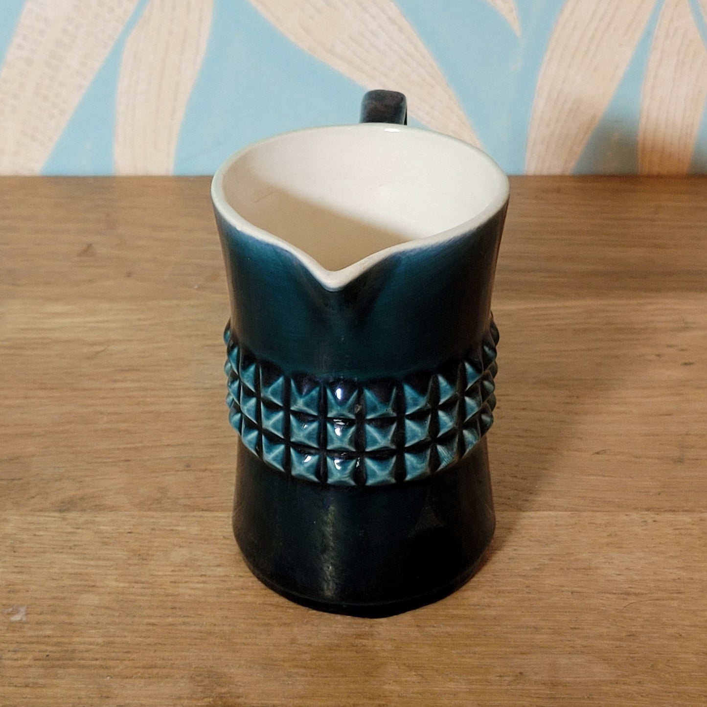 1970s Secla Portugal dark teal textured coffee pot & matching milk jug