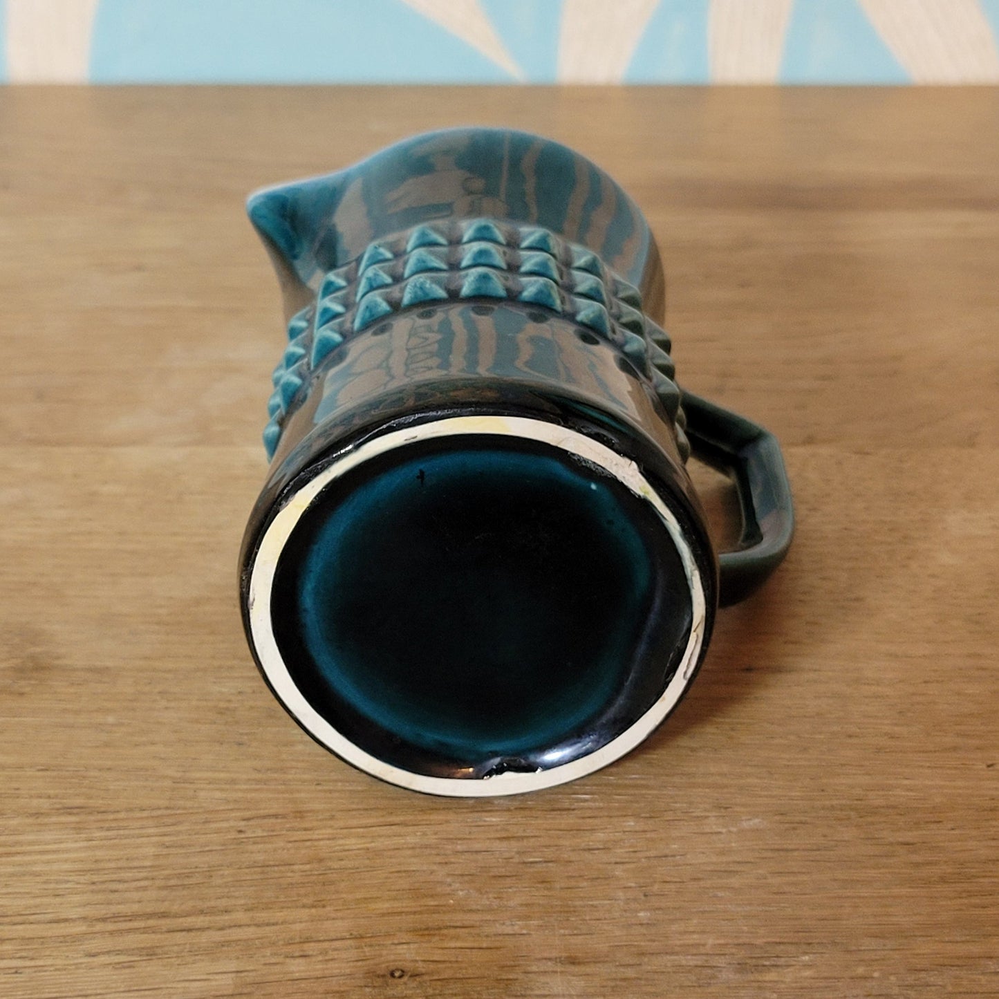 1970s Secla Portugal dark teal textured coffee pot & matching milk jug