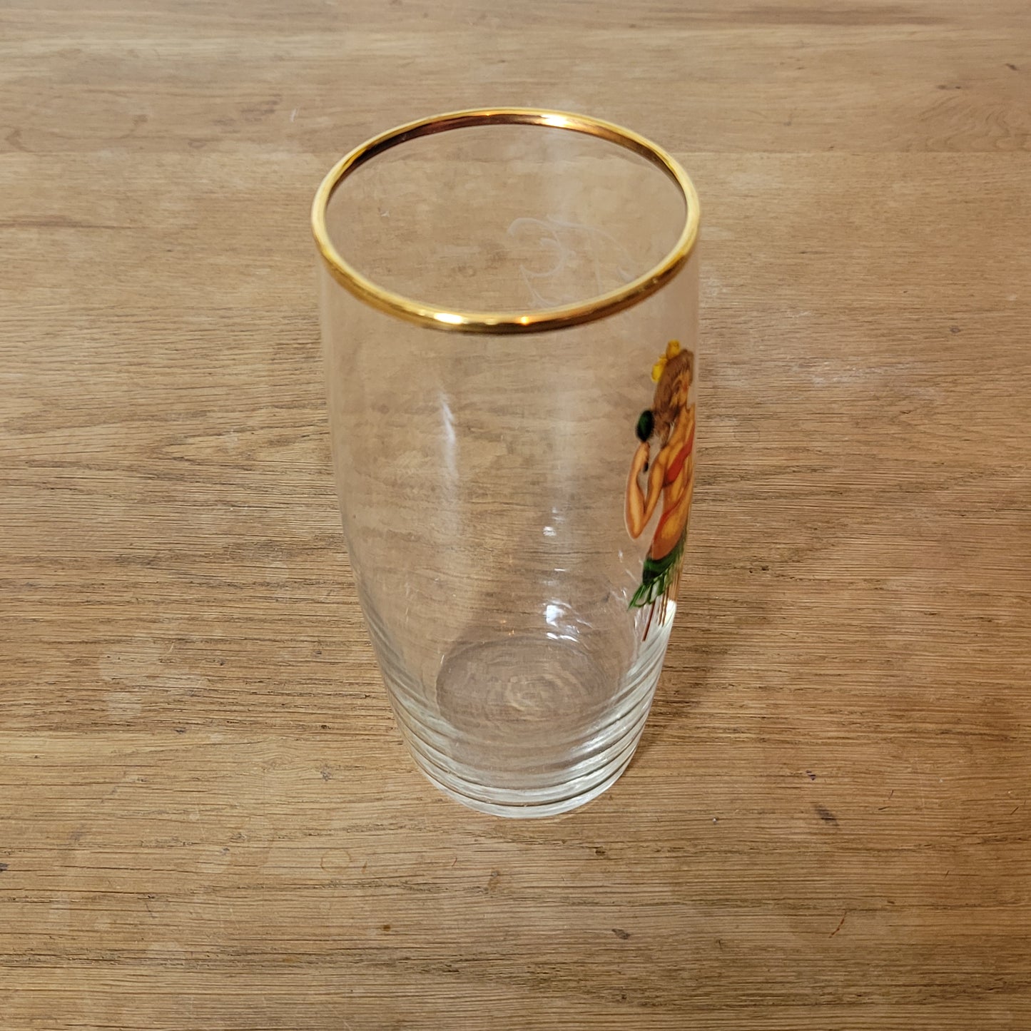 1950s/60s gentleman’s risqué pin-up girl pint glass with reverse decal