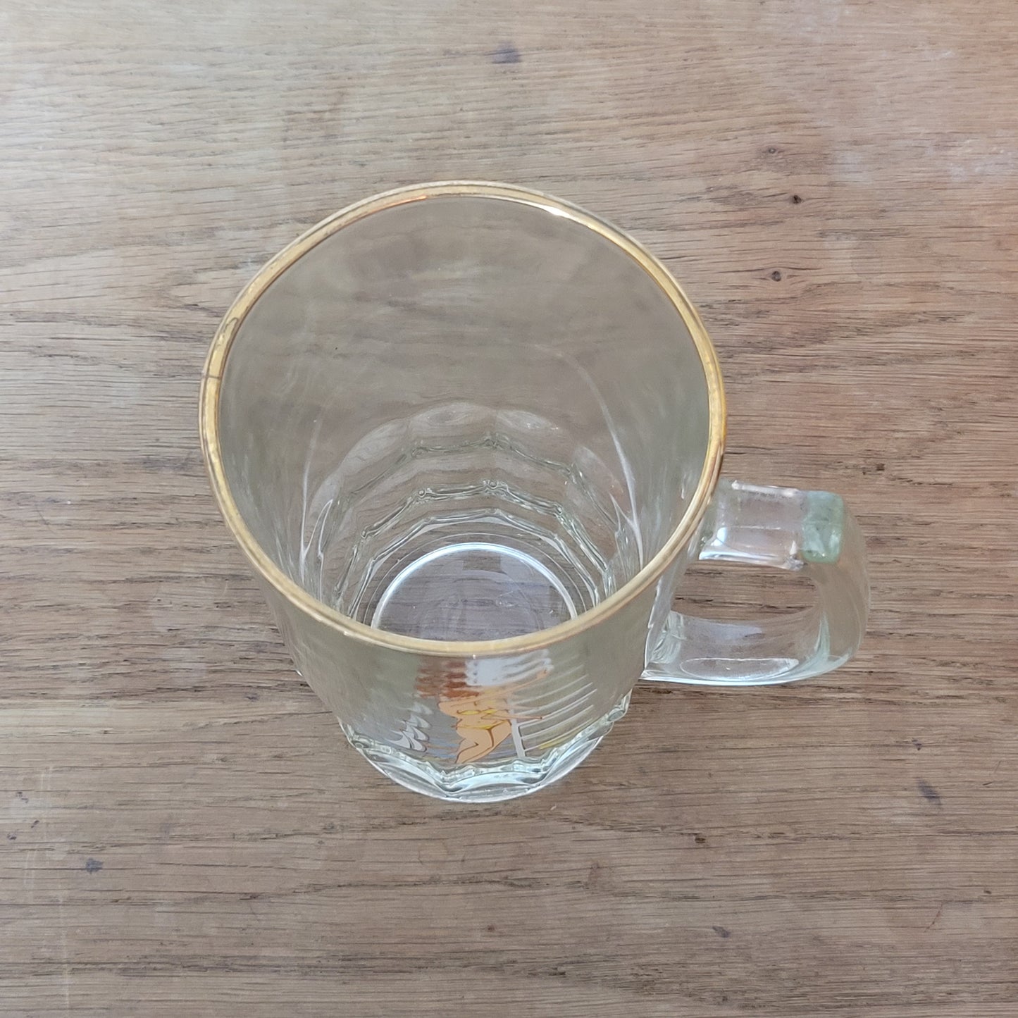 1960s cheeky glass beer stein with bikini pin-up