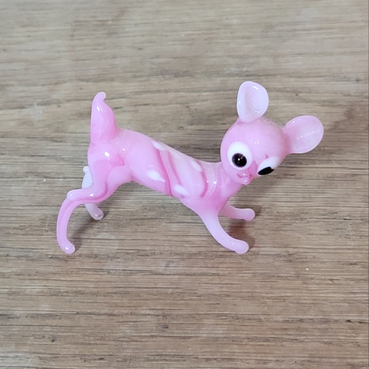 1960s/70s hand-blown pink art glass fawn/deer ornament