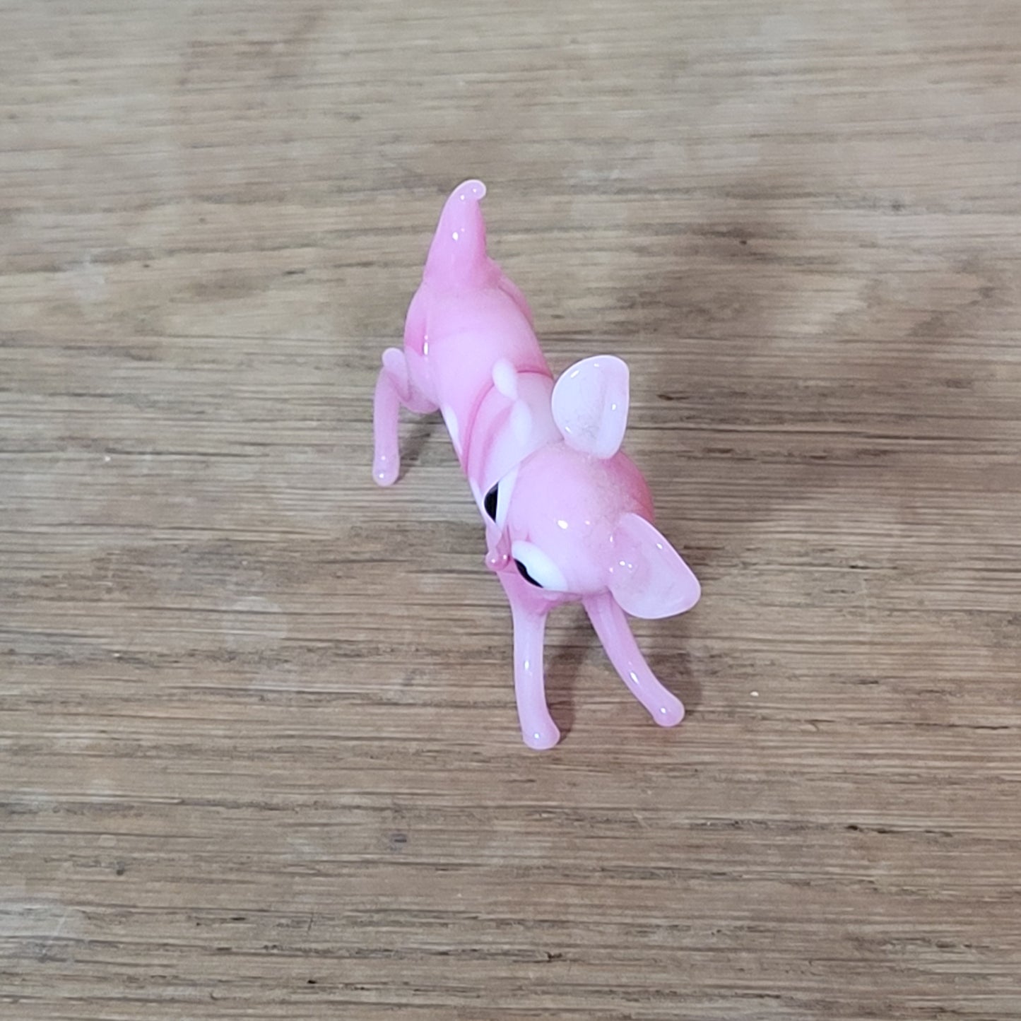 1960s/70s hand-blown pink art glass fawn/deer ornament