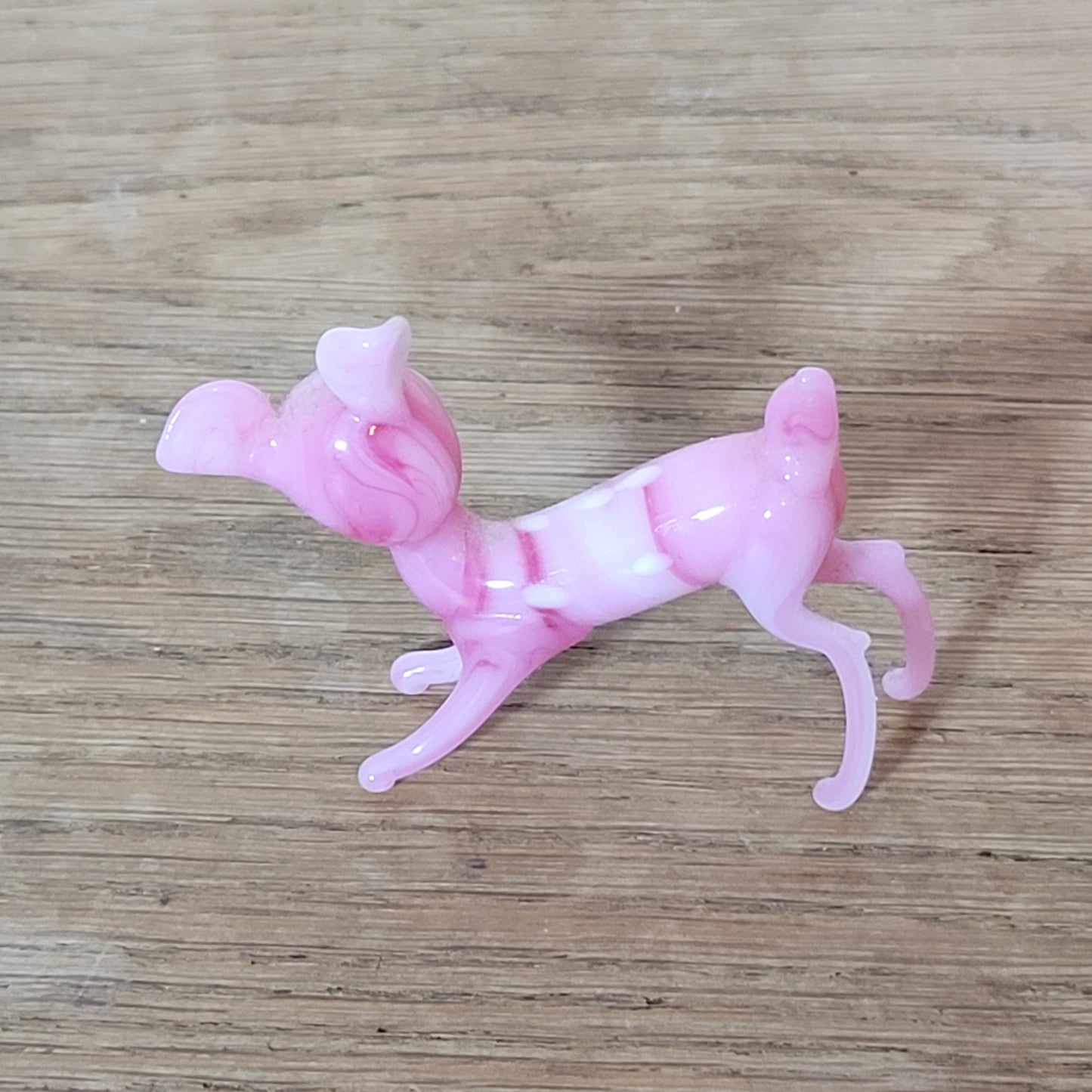1960s/70s hand-blown pink art glass fawn/deer ornament
