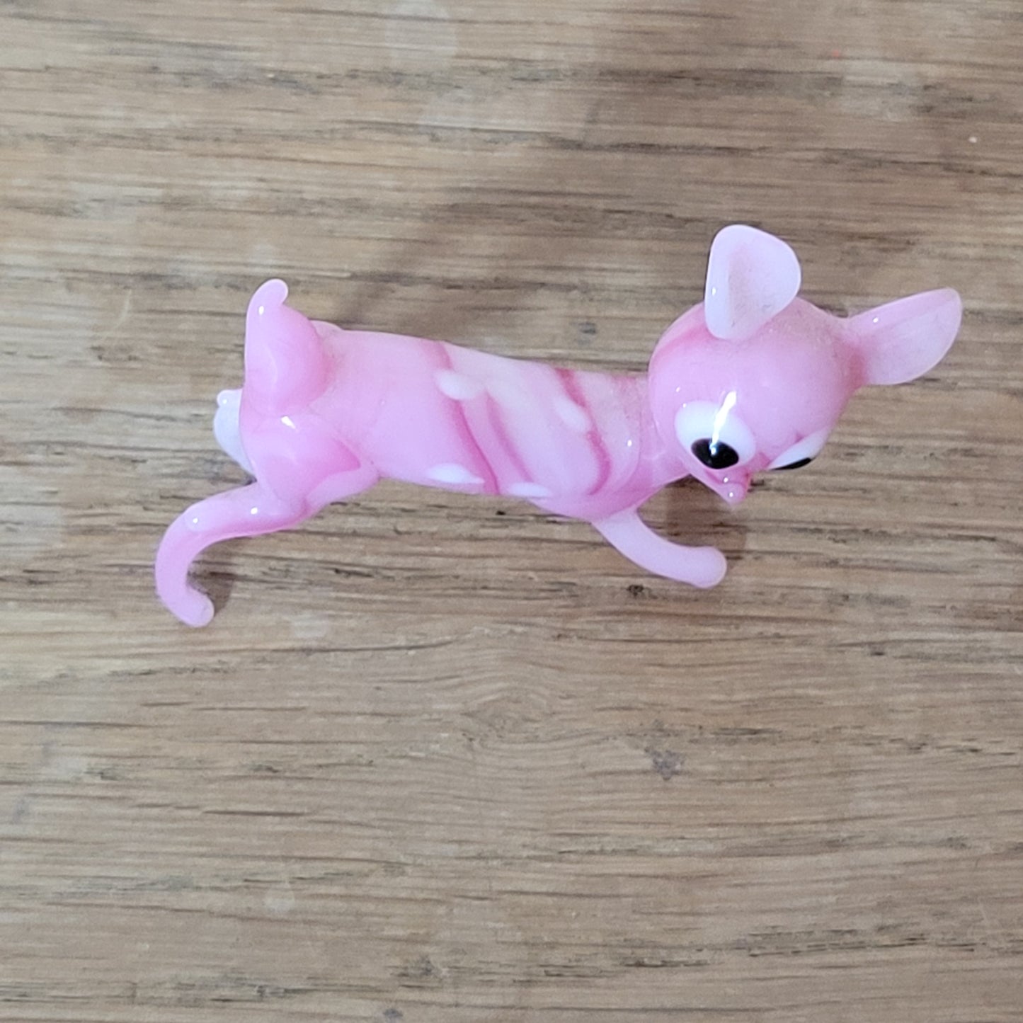 1960s/70s hand-blown pink art glass fawn/deer ornament