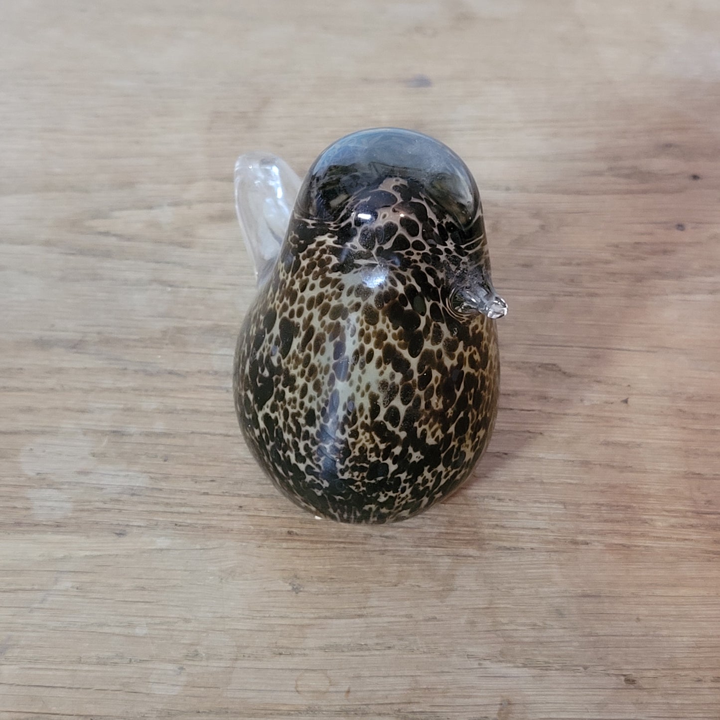 1970s Wedgwood speckled brown art glass bird paperweight